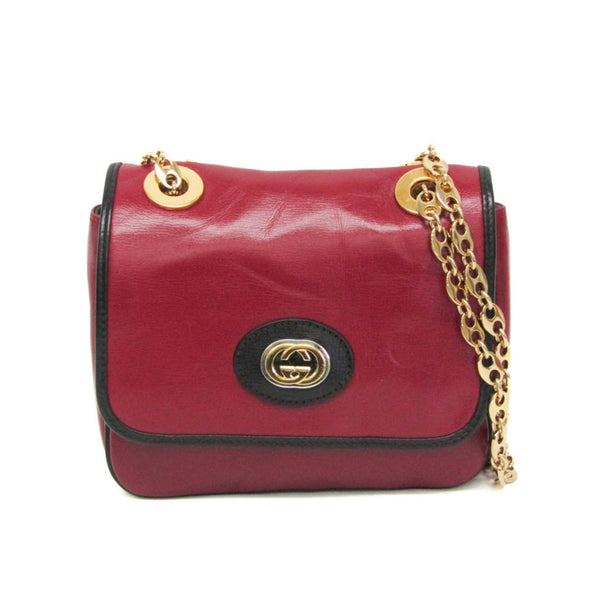 Gucci Interlocking G Chain Shoulder Bag 576423 Women'S Leather Shoulder Bag Black