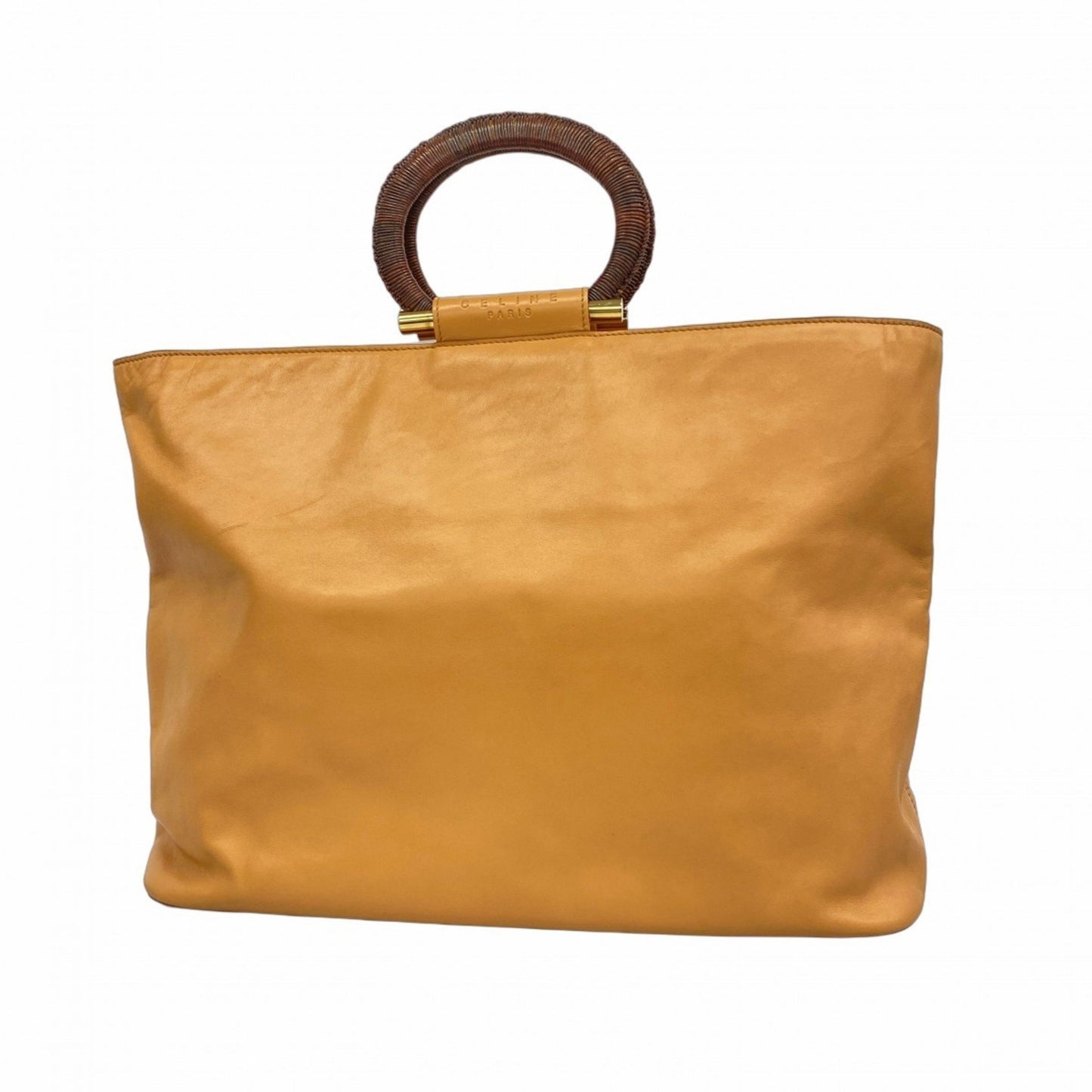 Celine Handbag Leather Orange Beige