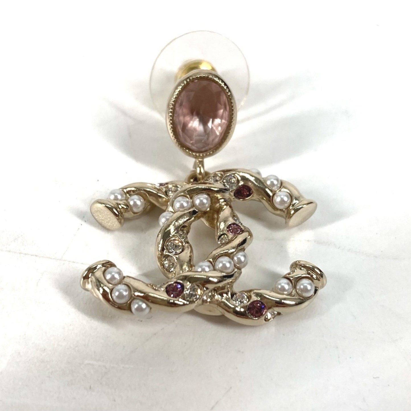 Chanel Abb511 23B Cc Coco Mark Rhinestone And Faux Pearl Earrings