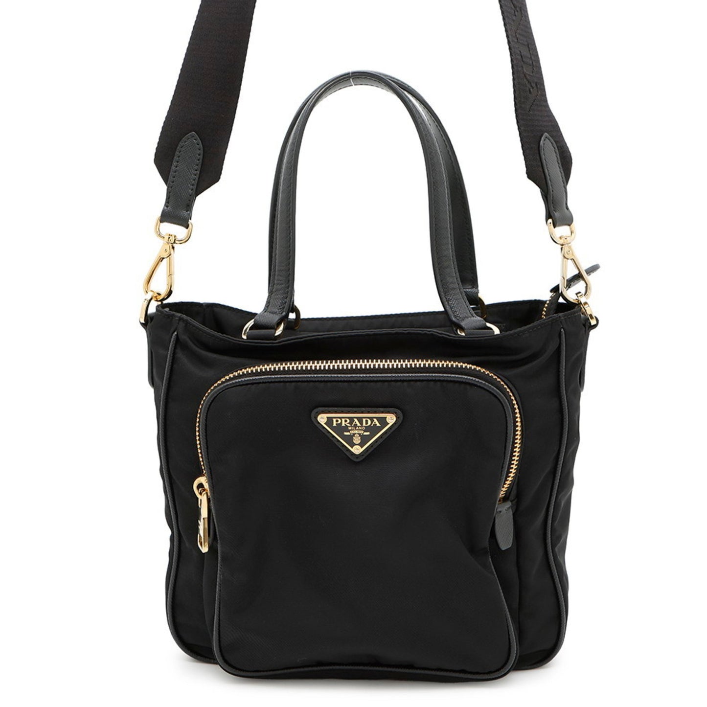 Prada Saffiano Nylon Handbag 1Bg308 Prada 2-Way Shoulder Bag Black