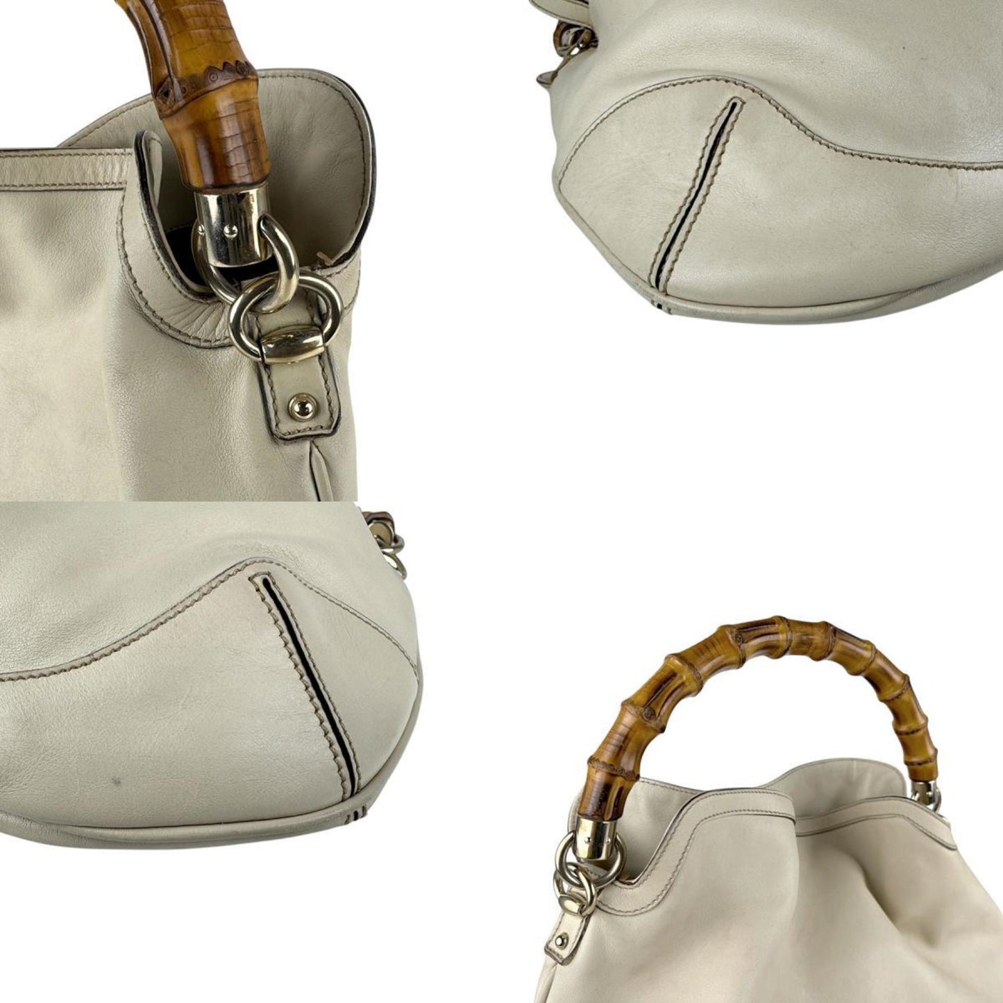 Gucci Shoulder Bag Handbag Leather Ivory