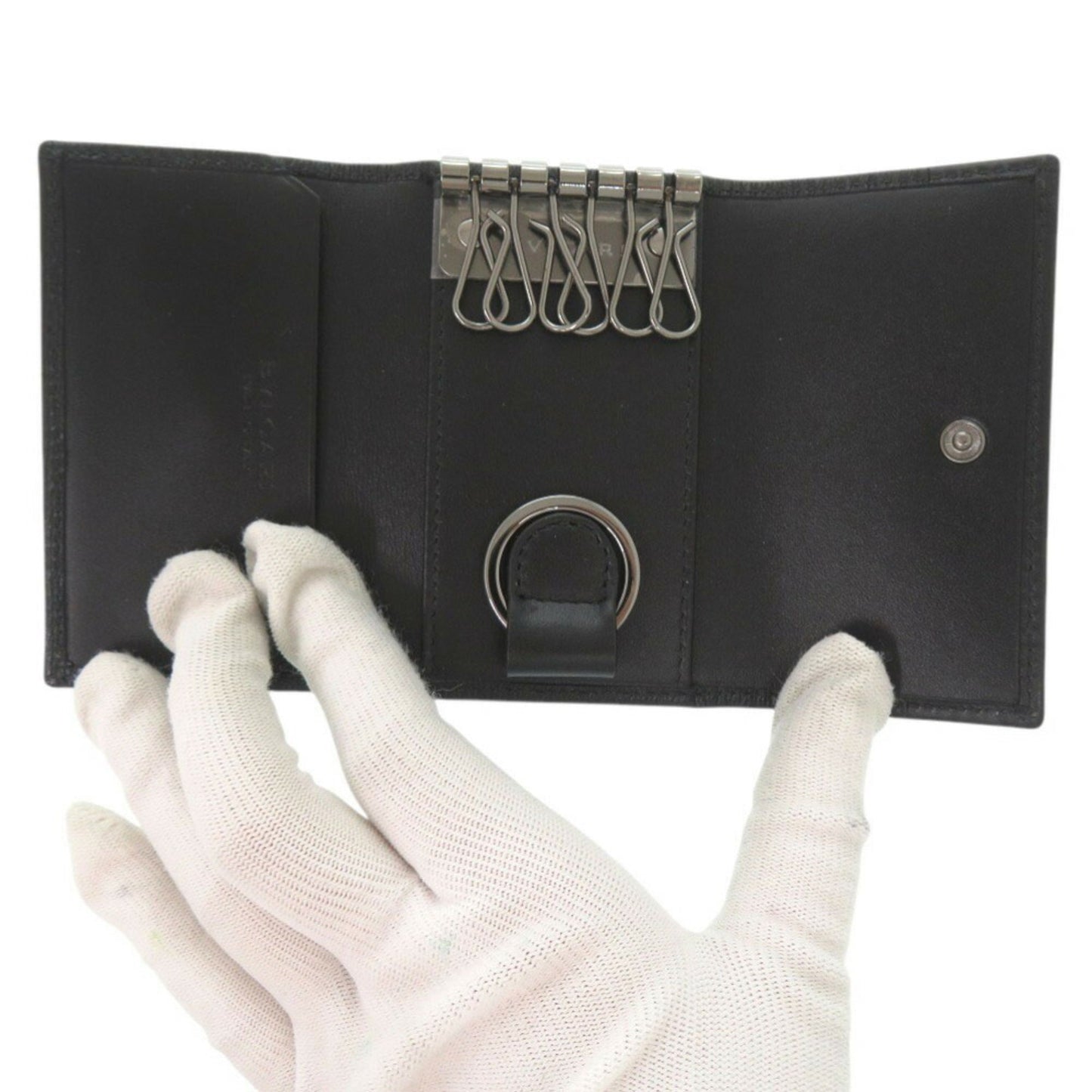 Unused Bvlgari Serpenti Scalie Man Leather Black Key Case