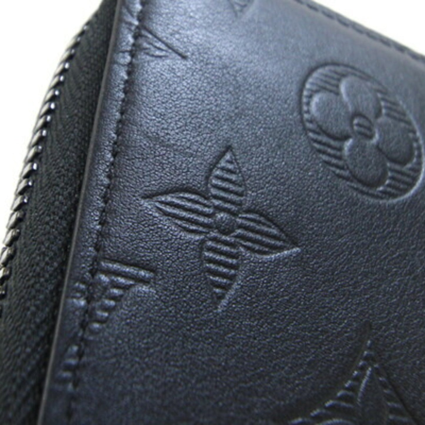 Louis Vuitton Round Long Wallet Monogram Shadow Zippy Vertical M62902 Noir Zip Black