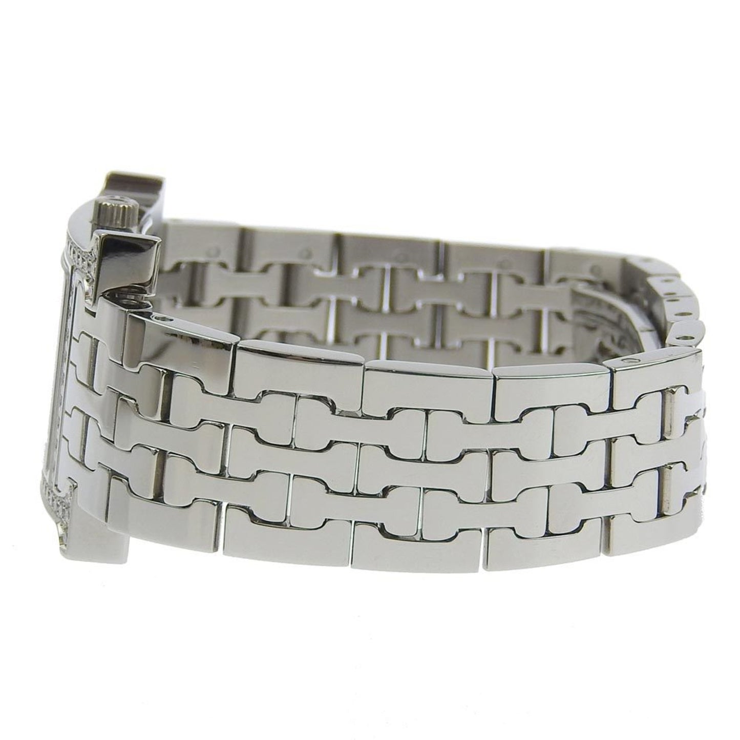 Hermes Hermes H Watch Diamond Bezel Hh1.230 Stainless Steel X Quartz Analog Display Ivory Dial Heure