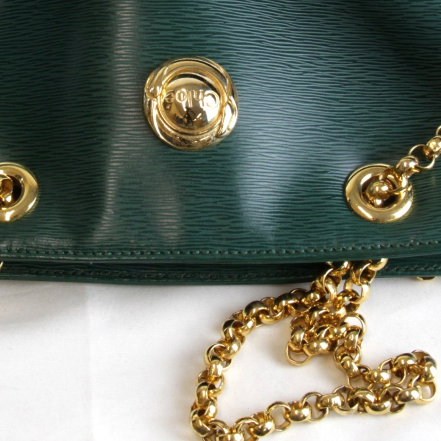 Chlo Chloe Chain Shoulder Bag Leather Green