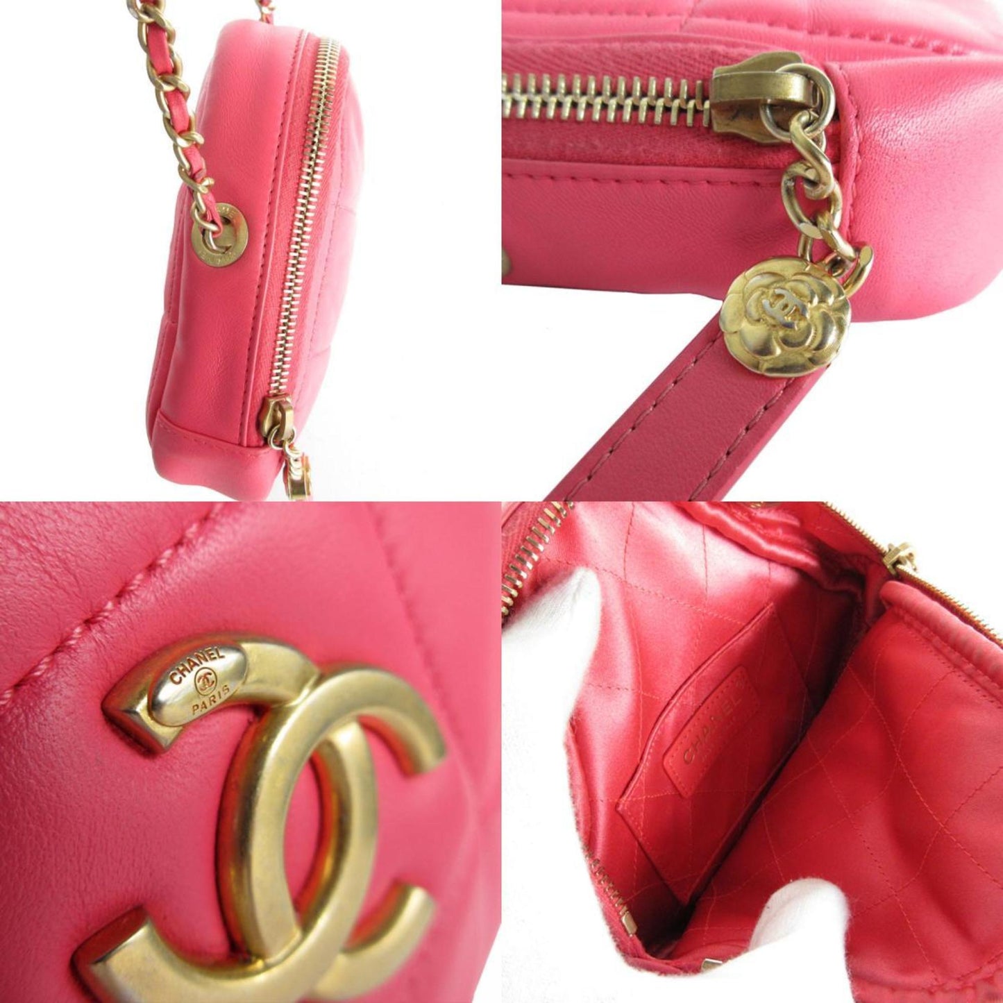 Chanel Shoulder Bag Leather Pink