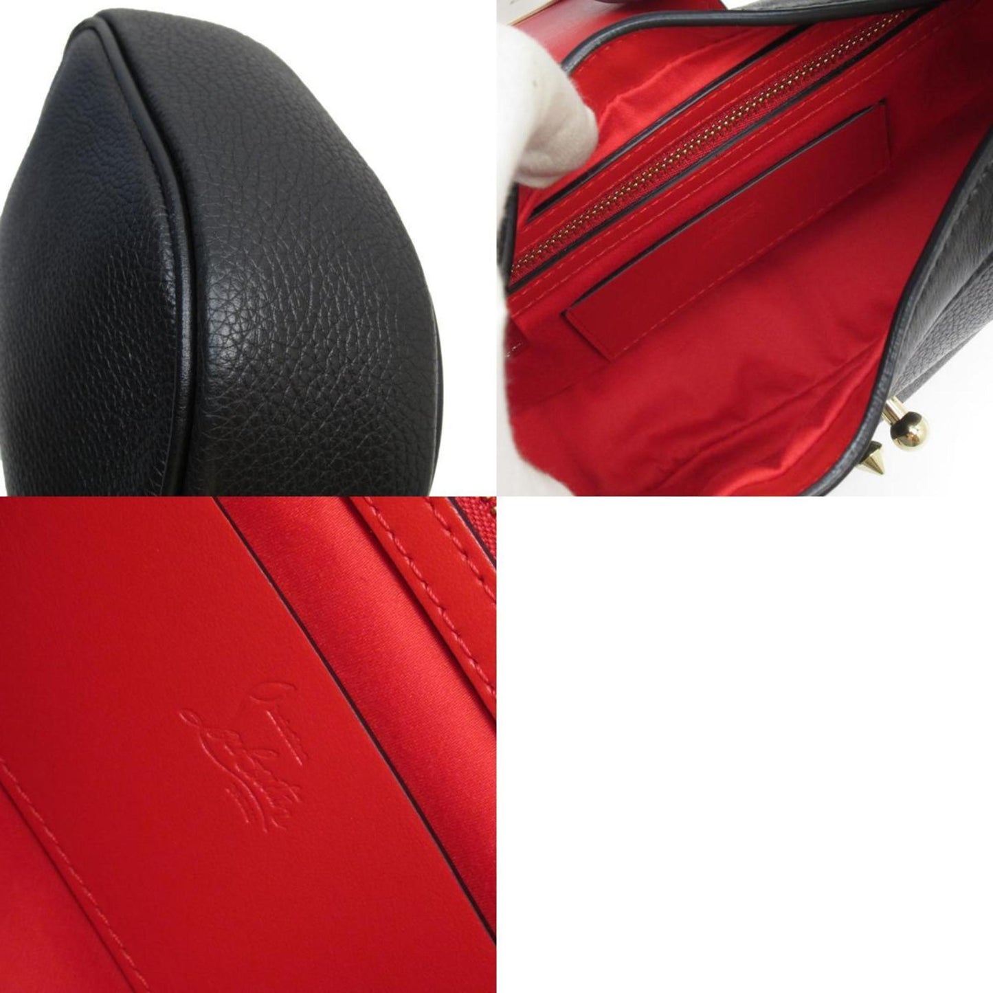 Christian Louboutin Shoulder Bag Leather Black X Red