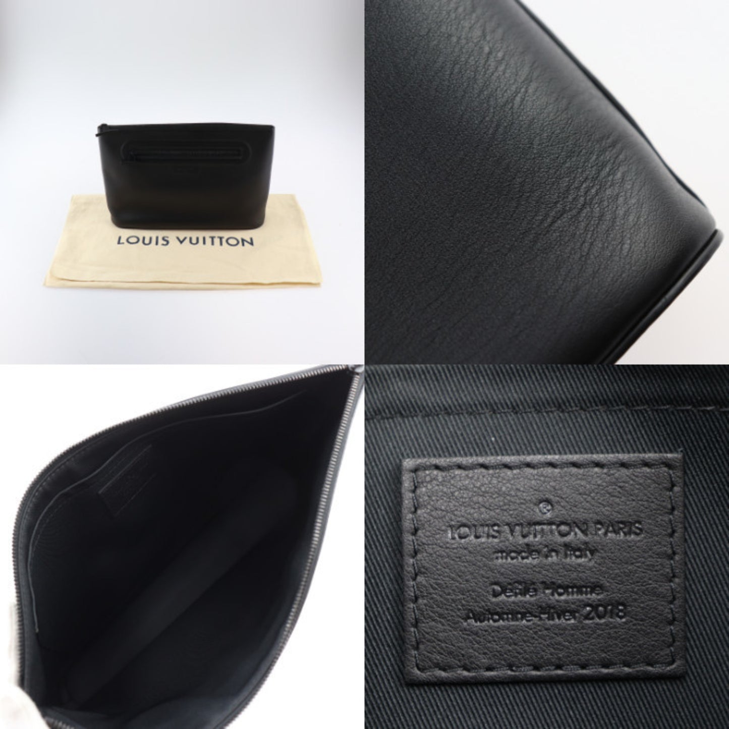 Louis Vuitton Louis Vuitton Pochette Cosmos Dark Infinity Second Bag M63268 Leather Black Clutch