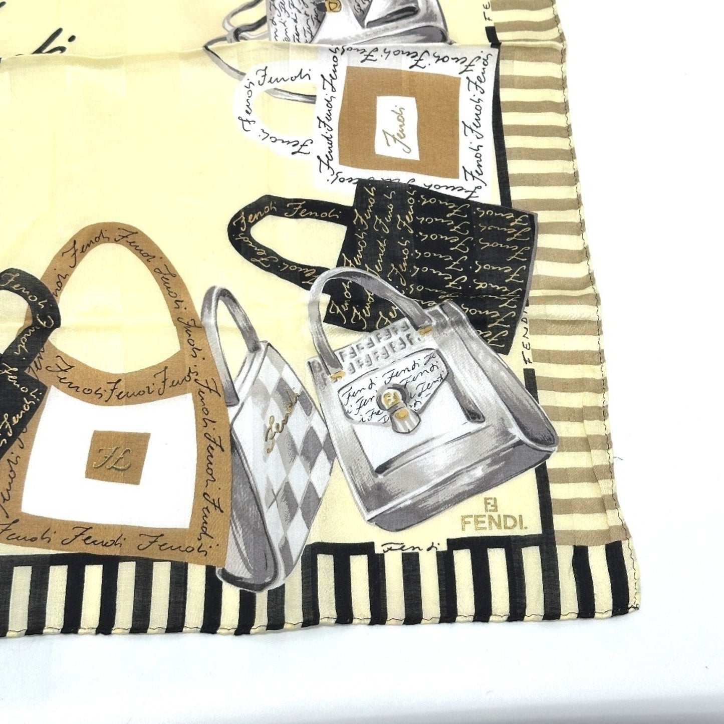 Fendi Logo Handkerchief Scarf Cotton