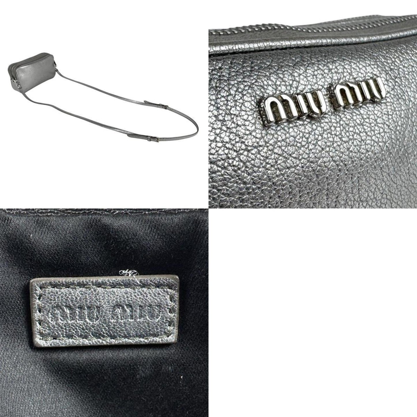 Miu Miu Miu Shoulder Bag In Silver Leather For Women