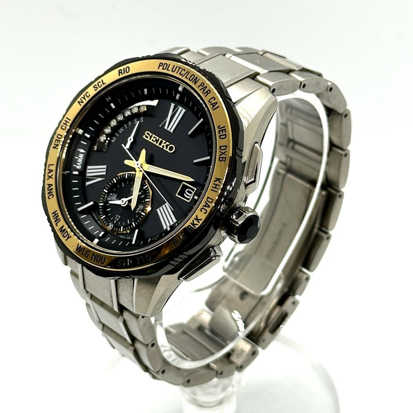 Seiko 8B54-Obgo/Saga186 Brightz Solar Quartz Date Watch
