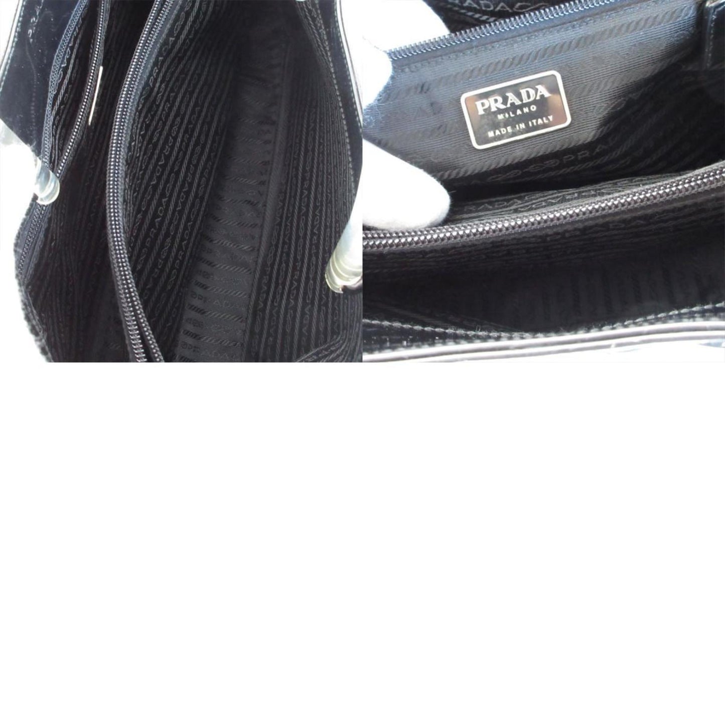Prada Handbag Leather Plastic Black