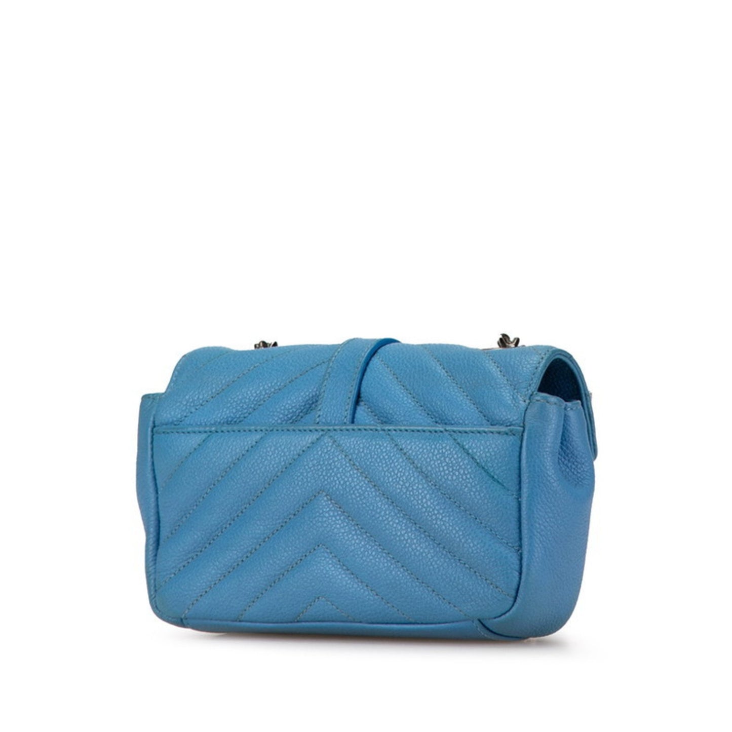 Saint Laurent Ysl Baby Chai Chain Shoulder Bag 399289 Blue Leather