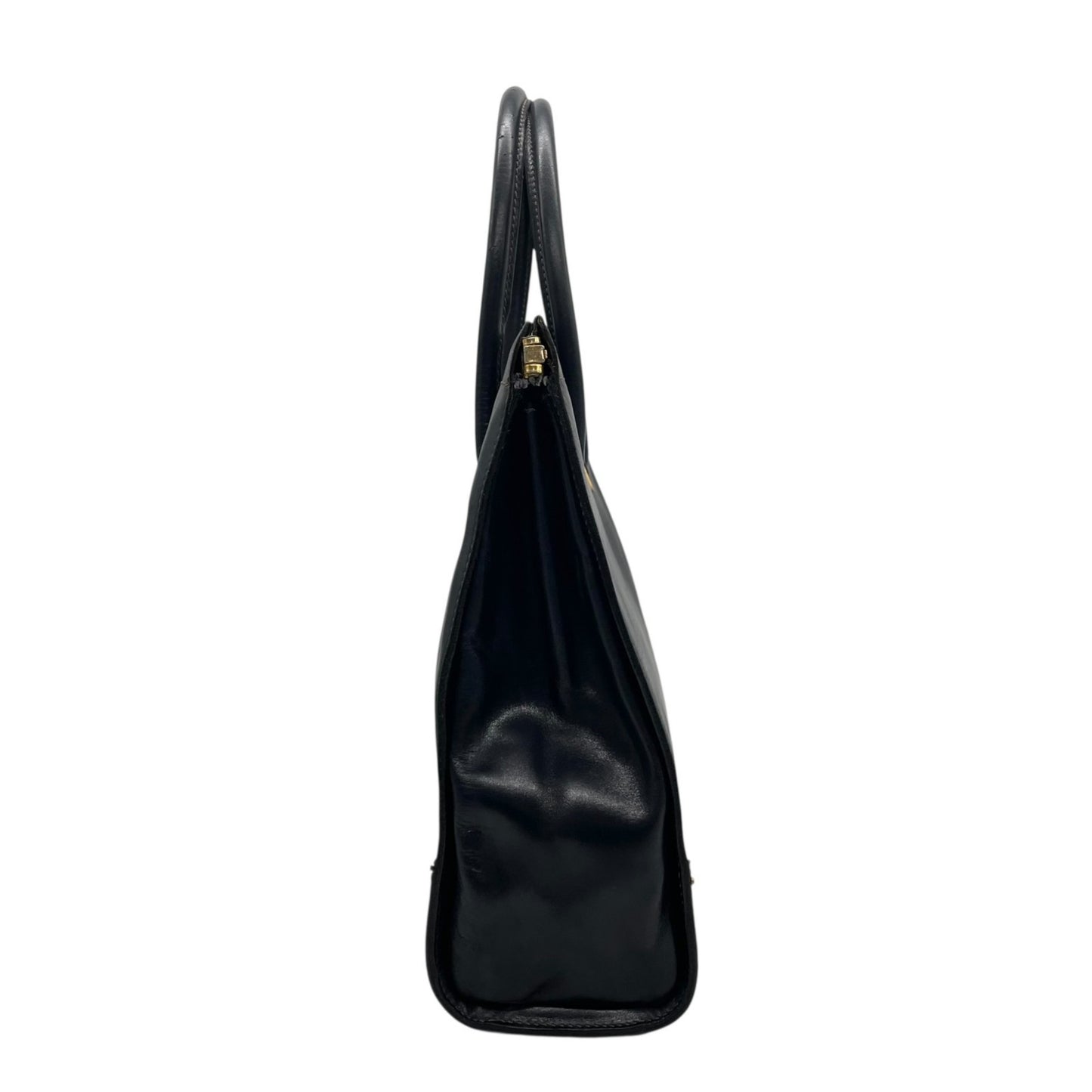Gucci Handbag Tote Bag In Navy Blue Leather With Gold Hardware
