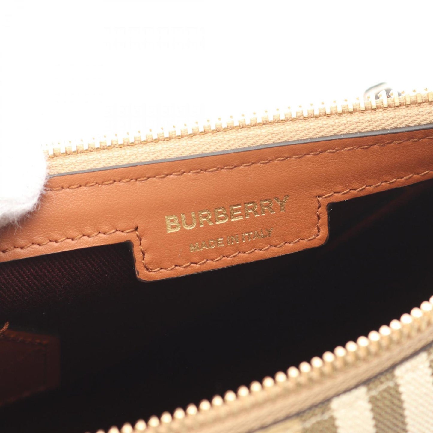 Burberry Check Handbag Leather Coated Canvas