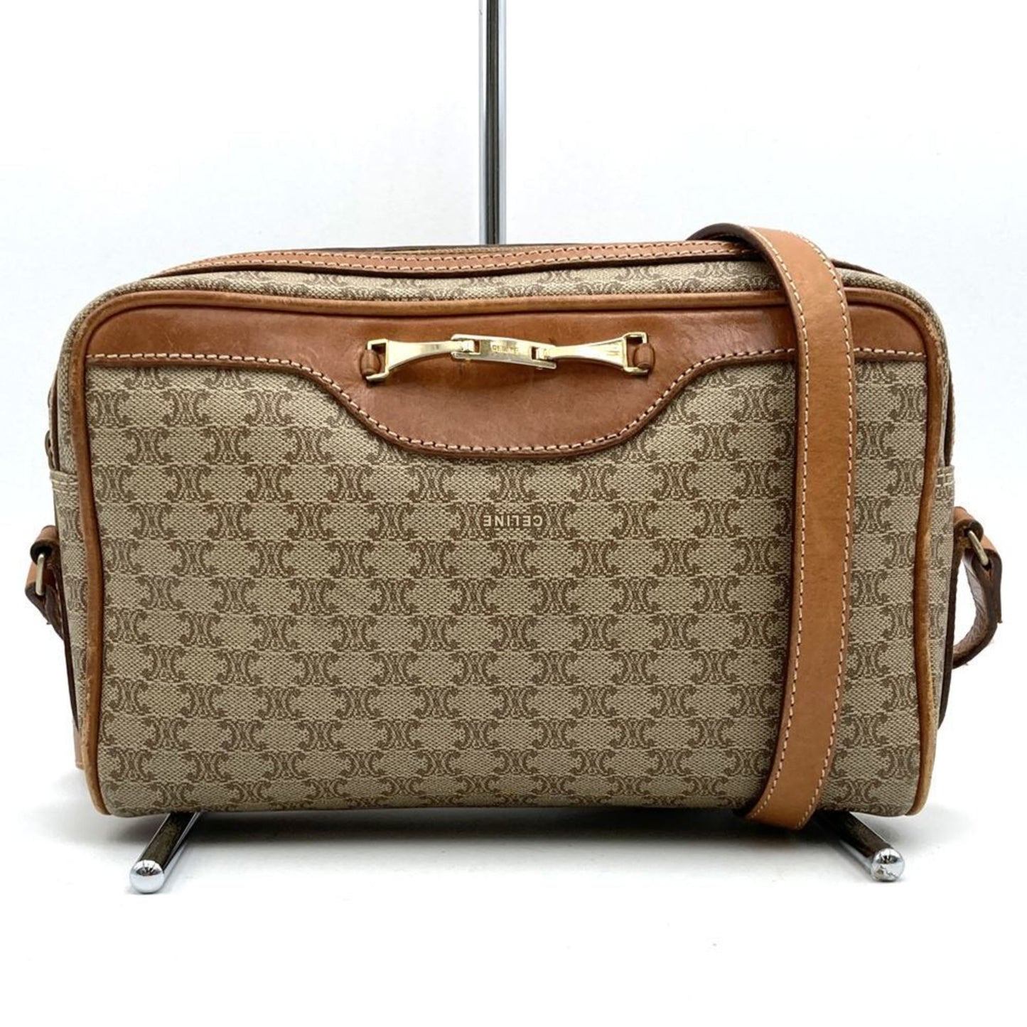 Celine Shoulder Bag Beige Leather
