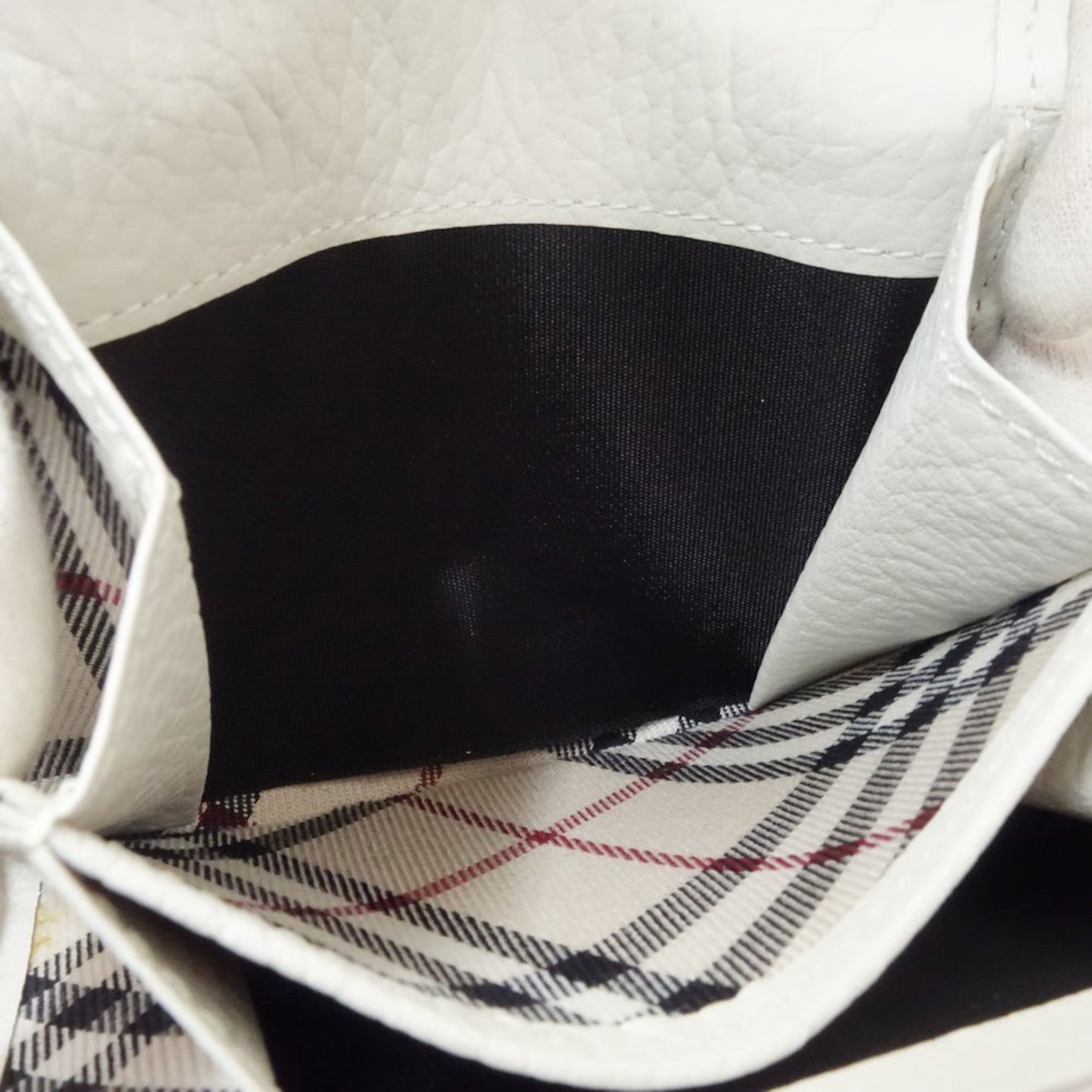 Burberry Business Card Holder Case Leather White 083535