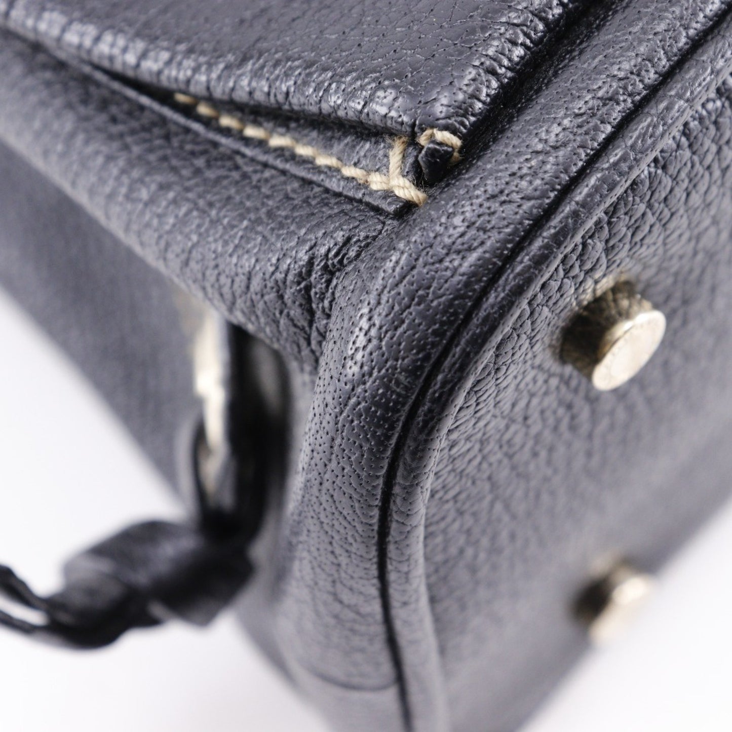 Bvlgari Maxi Rettale Handbag Shoulder Leather Black 2Way A5 Double