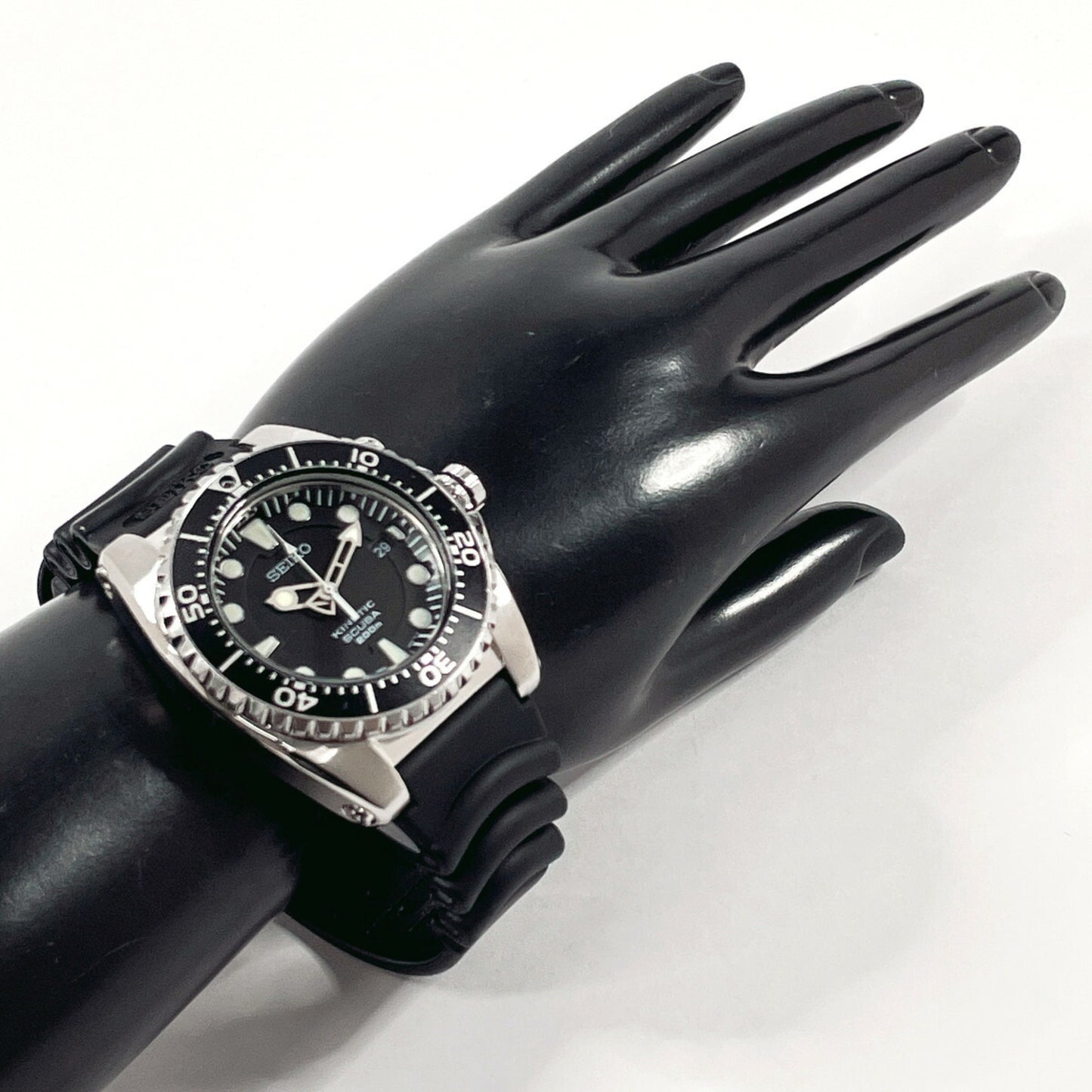 Seiko Seiko Kinetic Scuba 200M 5M62-0Blo Watch Stainless Steel/Rubber Black Automatic Dial