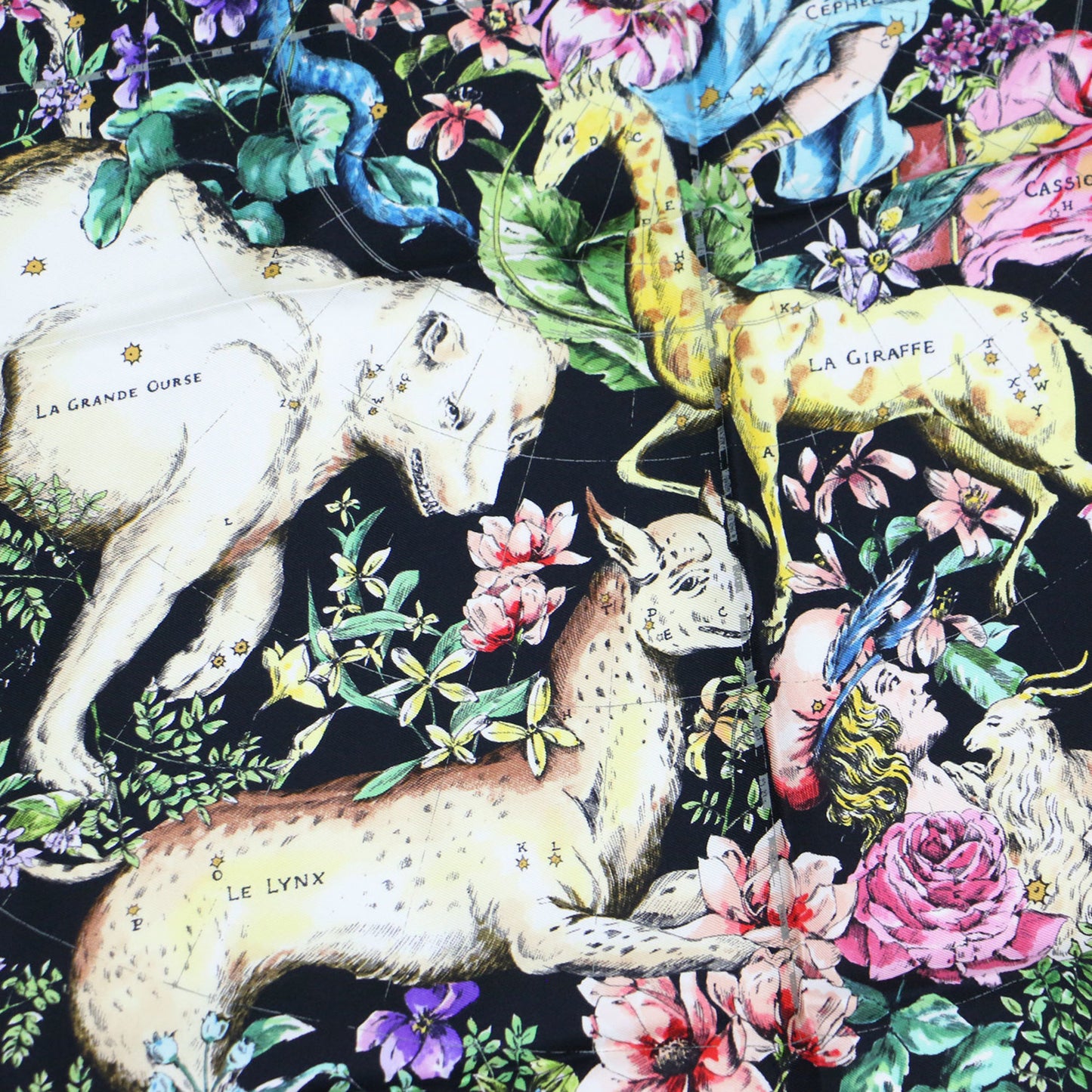 Christian Dior 22 D-Constellation Print Silk Scarf/Muffler In Black