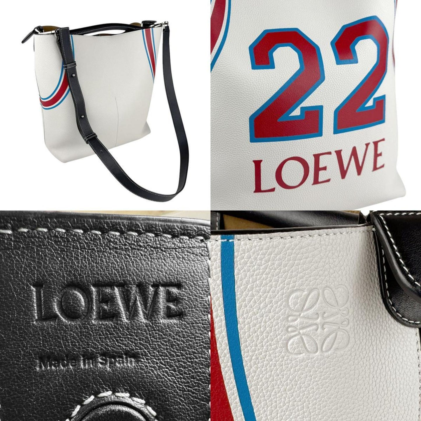 Loewe Handbag Shoulder Bag T Bucket Leather Off-White Red Blue Black Silver