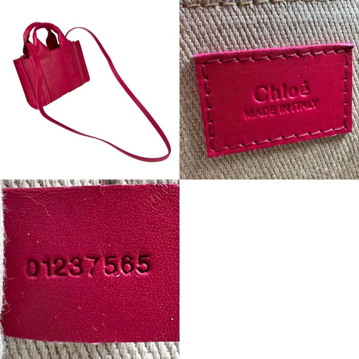 Chlo Chloe Shoulder Bag Handbag Woody Mini Leather Pink
