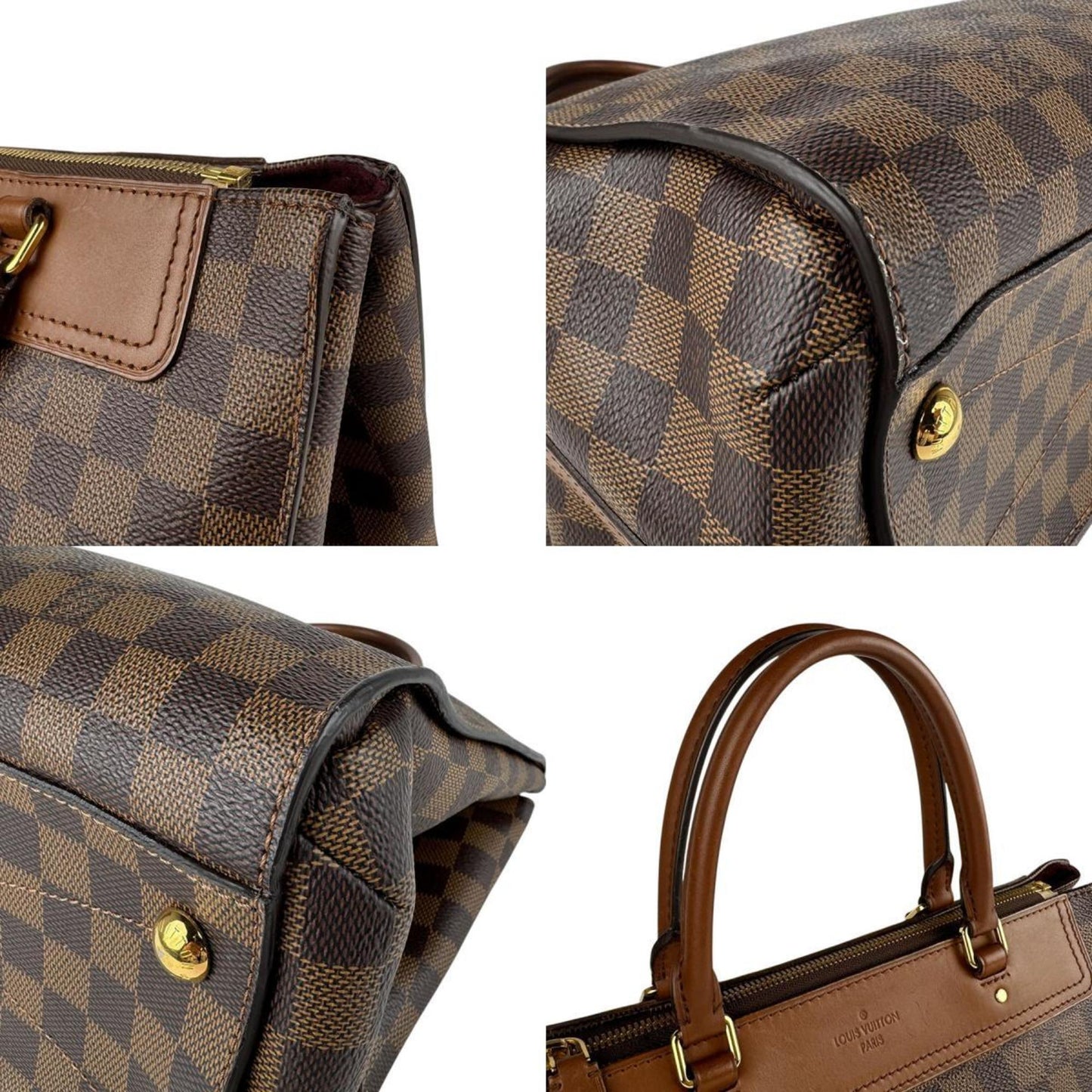 Louis Vuitton Damier Greenwich Handbag Shoulder Bag In Brown And Gold