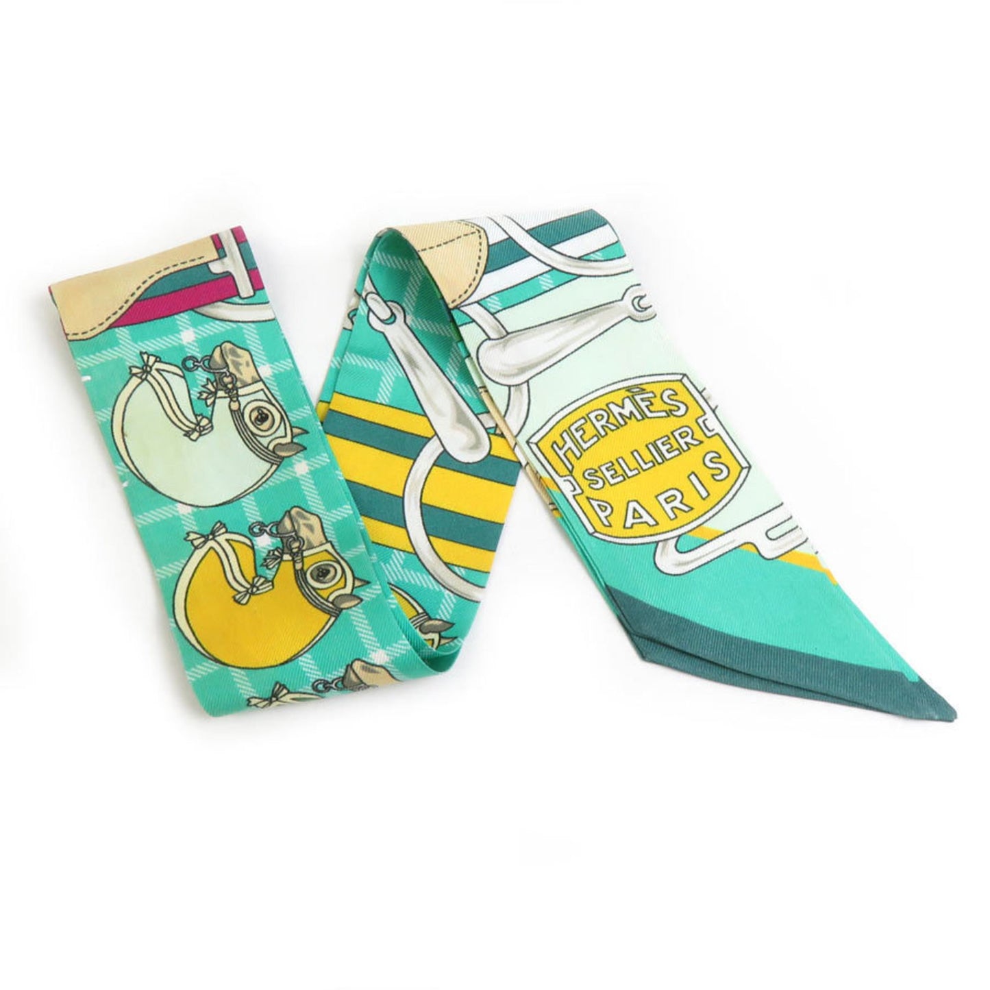 Hermes Hermes Scarf/Muffler Twilly Silk Green Multicolor