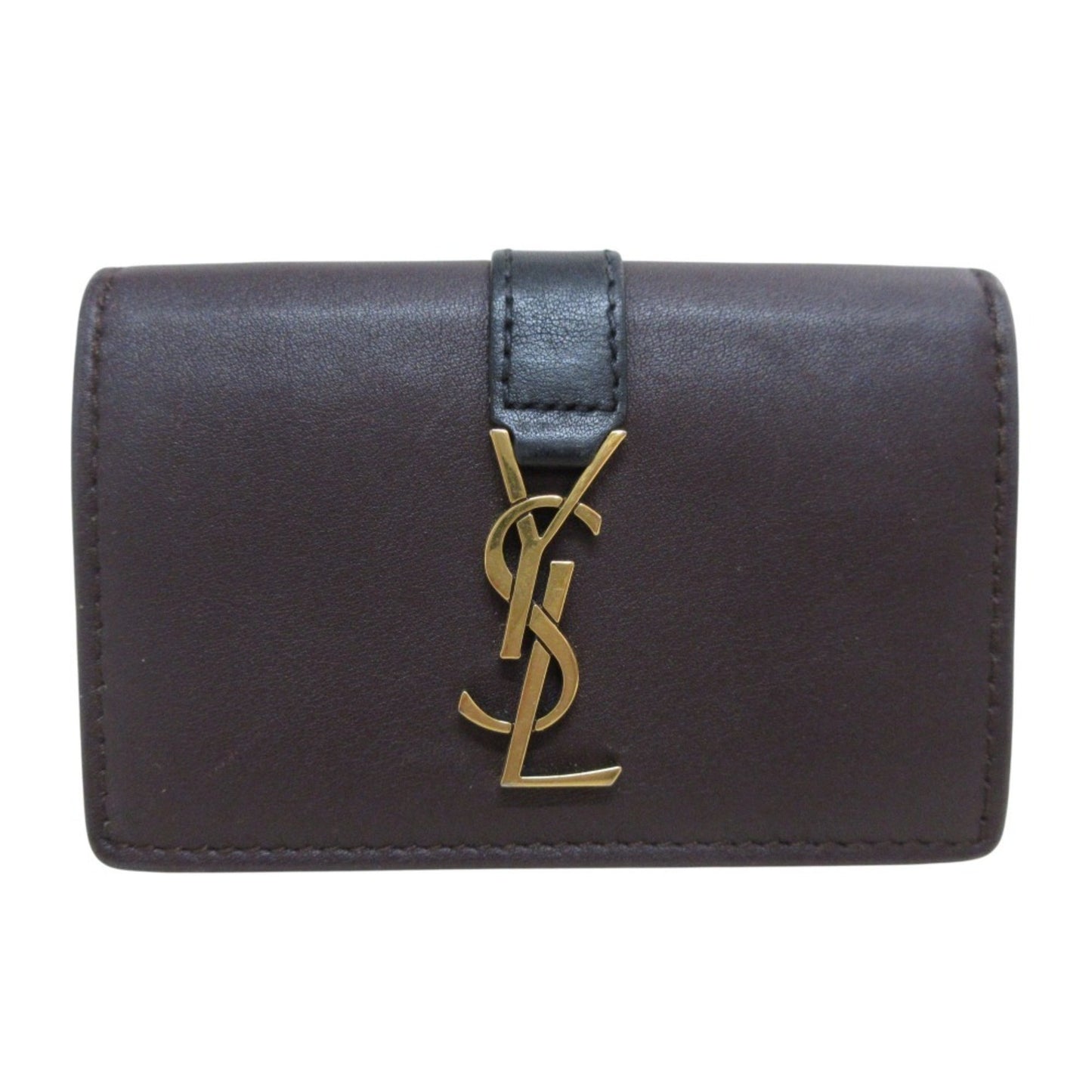 Yves Saint Laurent Saint Laurent Paris Ysl Line Origami Tiny Wallet Tri-Fold Brown Black