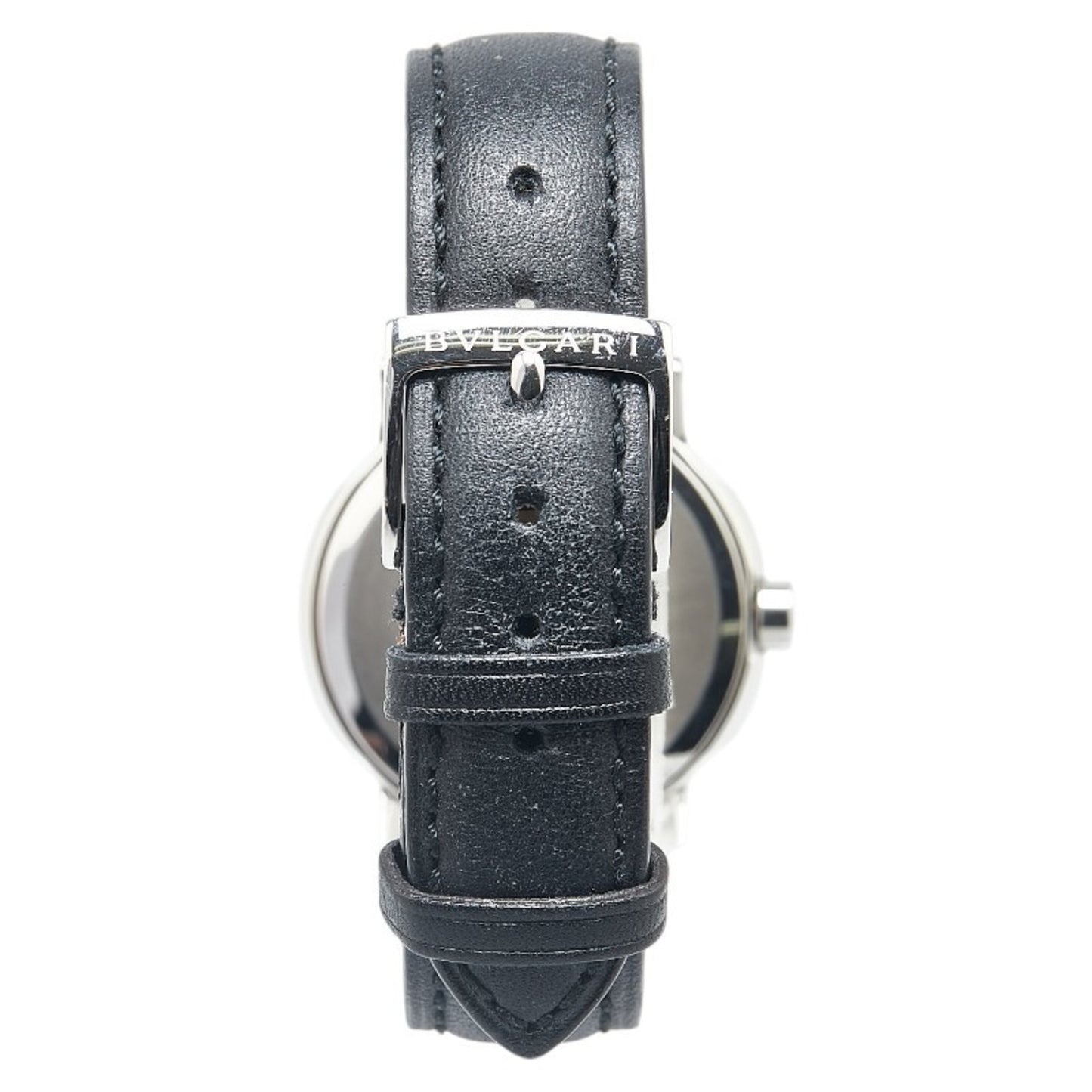 Bvlgari Solotempo Watch St29S Quartz Black Dial Stainless Steel Leather