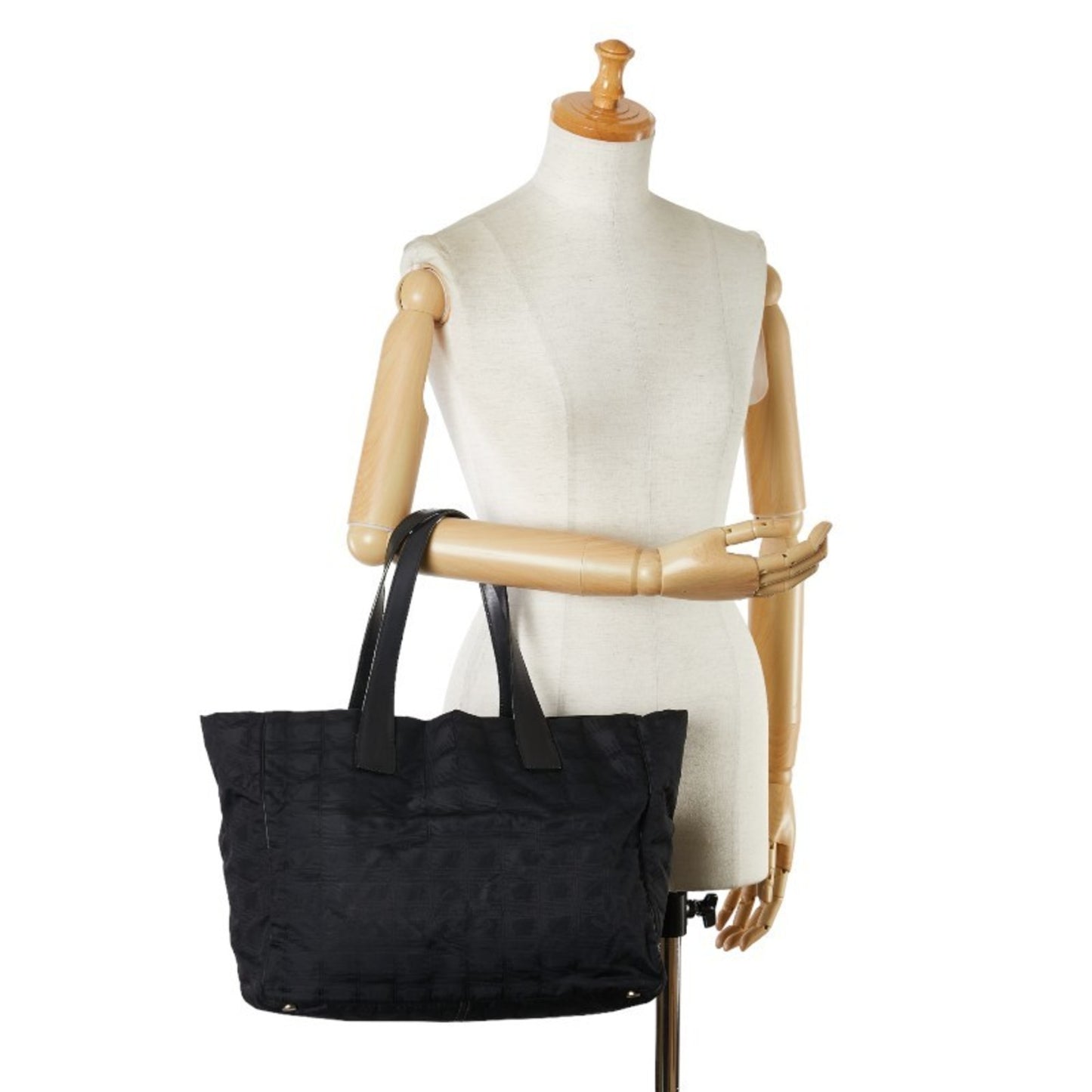 Chanel New Travel Line Tote Mm Bag A15991 Black Nylon Leather