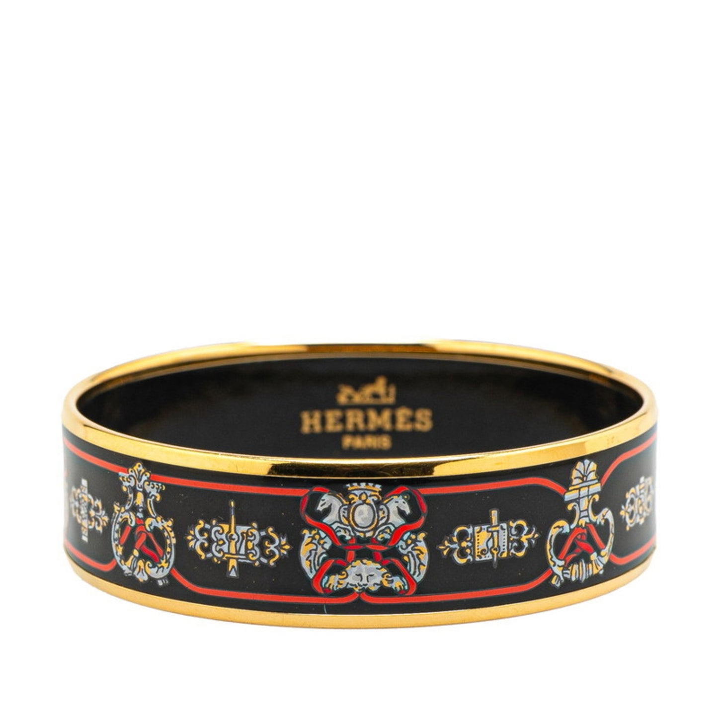 Hermes Gm Emaille Bangle In Gold