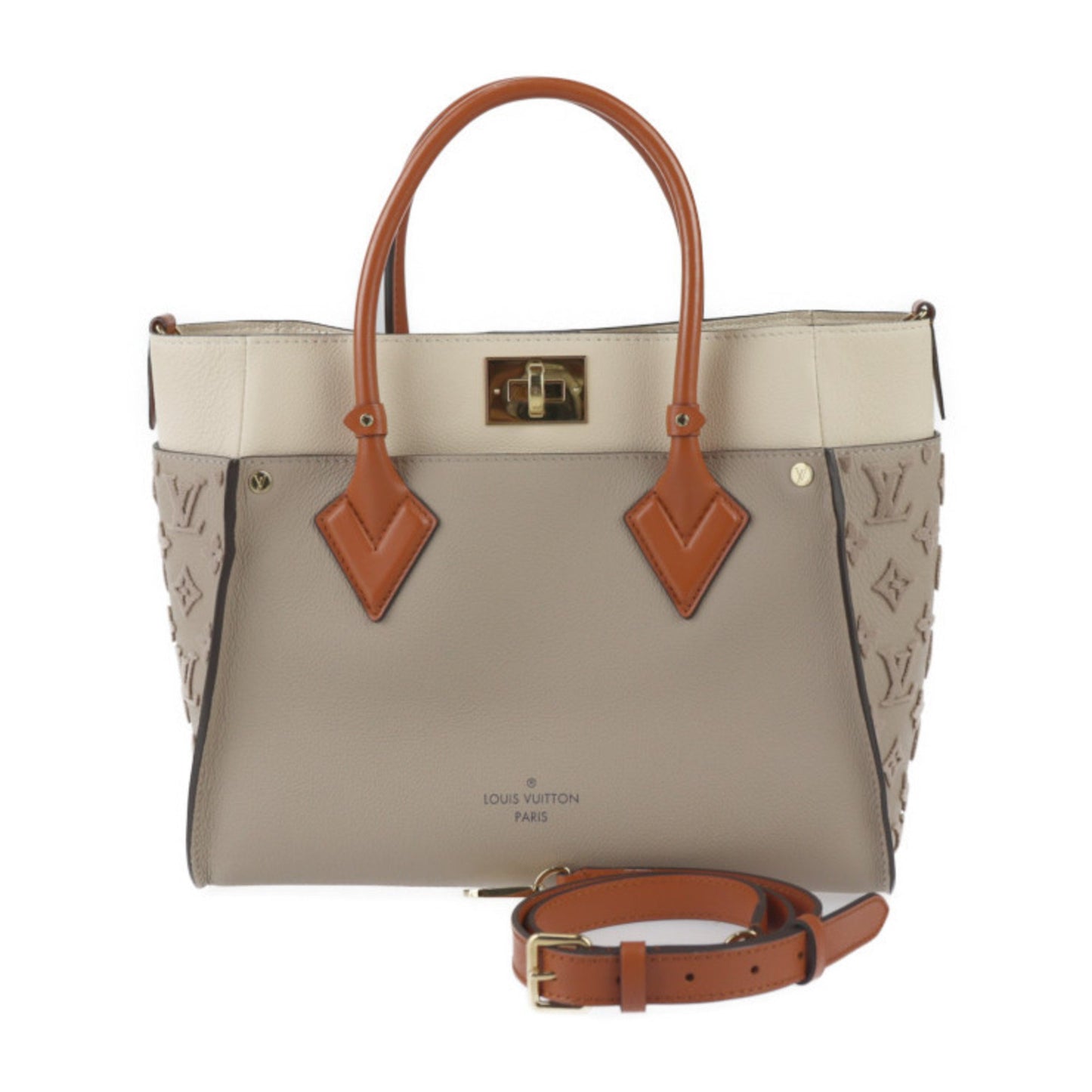 Louis Vuitton On My Side Mm Monogram Tuftage Handbag M53825 Calf Leather Gale Tote Bag Shoulder