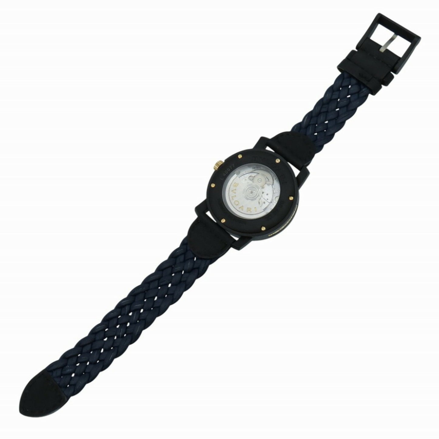 Bvlgari Carbon Gold Bb40Cl Automatic Watch Carbon/Leather Black Dial 0039Bvlgari