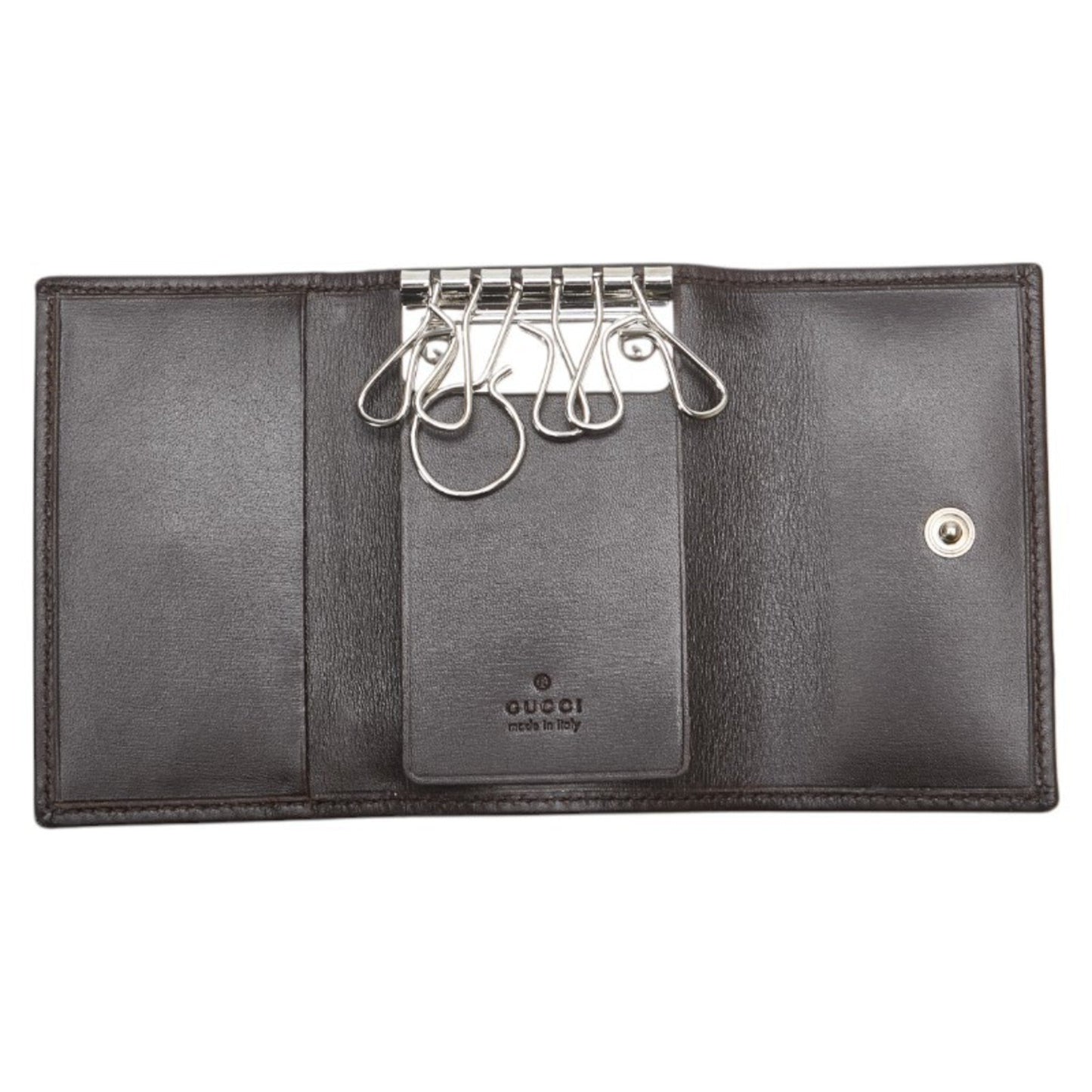 Gucci Gg Canvas Sherry Line 6-Ring Key Case 131928 Beige Multicolor Leather