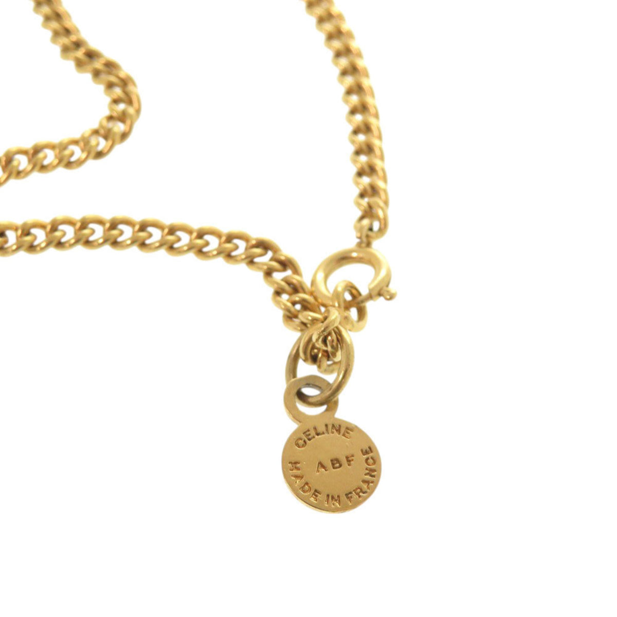 Celine Vintage Metal Faux Pearl Gold Necklace 1532 Celine