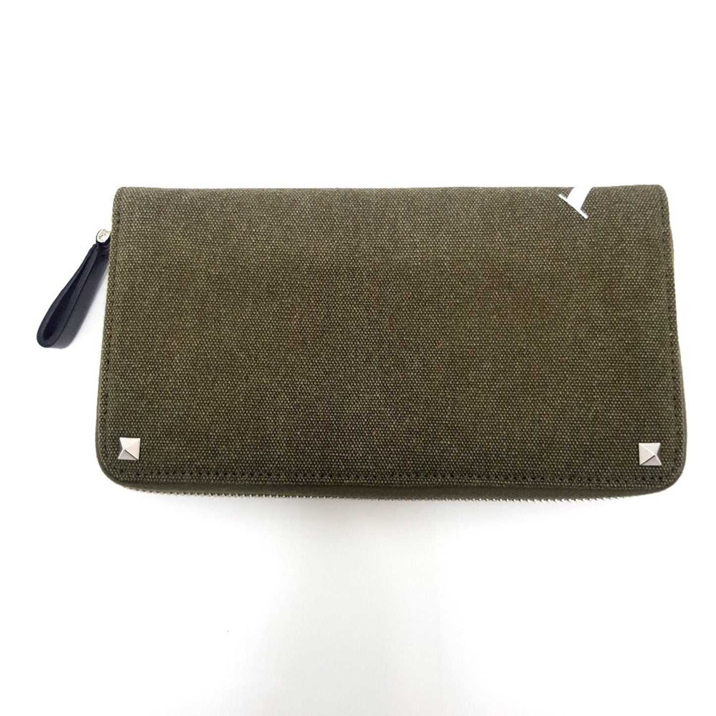 Valentino Garavani Studded Vltn Print Round Long Wallet Canvas X Leather