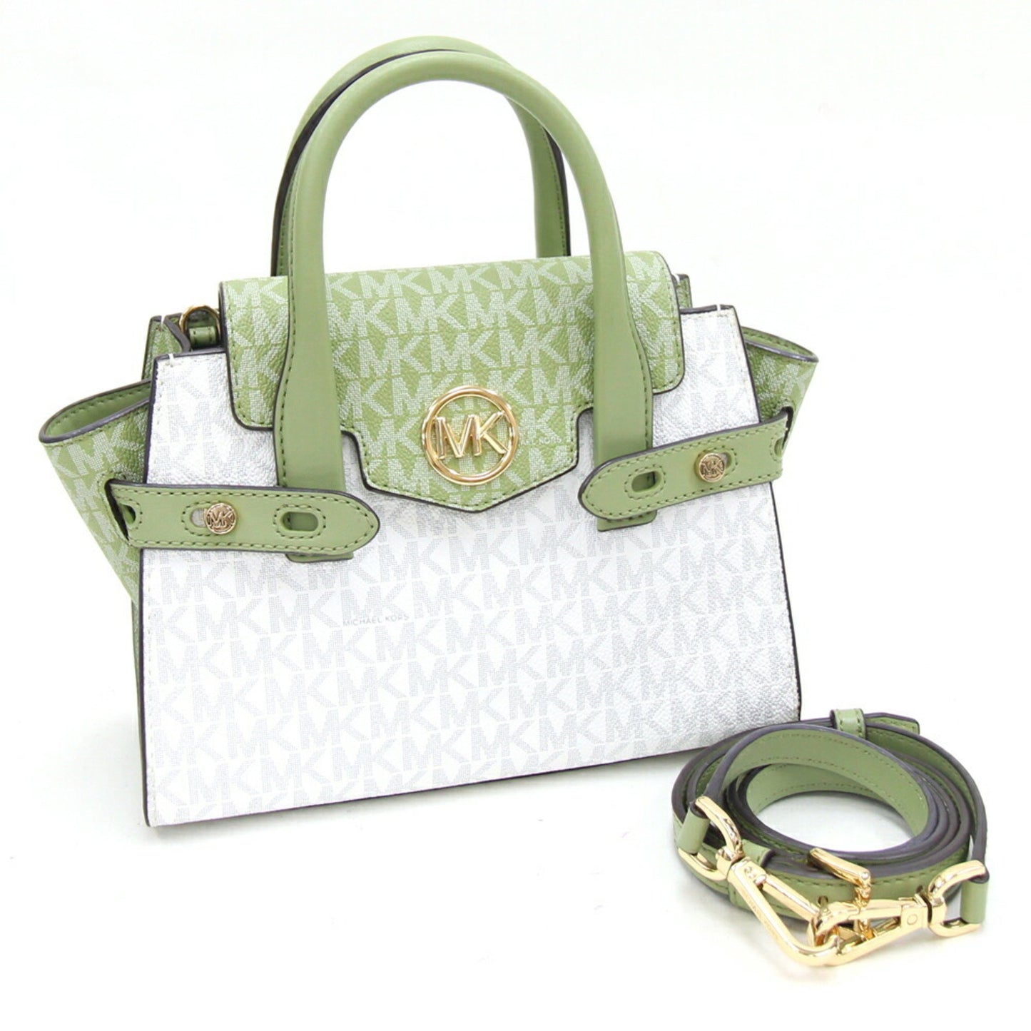 Michael Kors Handbag 35S2Gnms5V White Green Pvc Leather Bag