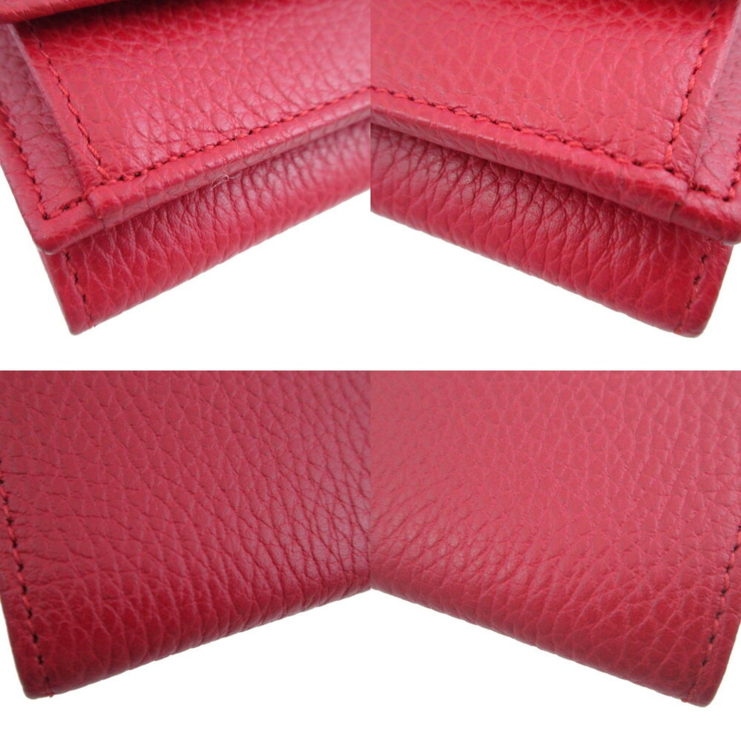 Like New Gucci Gg Marmont 523277 Compact Wallet Leather Red Bi-Fold 0981Gucci