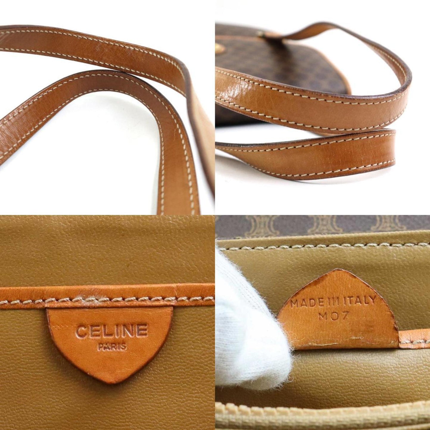 Celine Handbag Macadam Leather Brown Gold