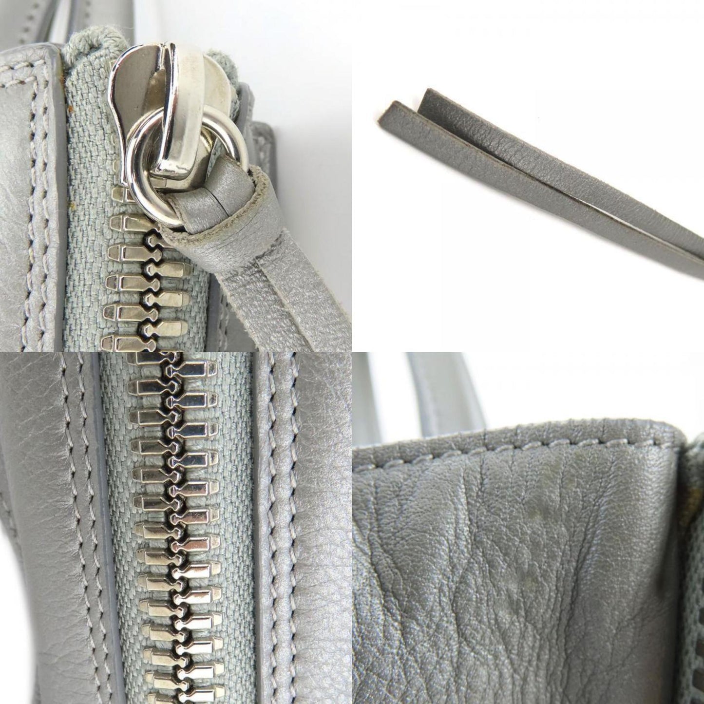 Balenciaga Paper Handbag 357333 Leather Silver Shoulder