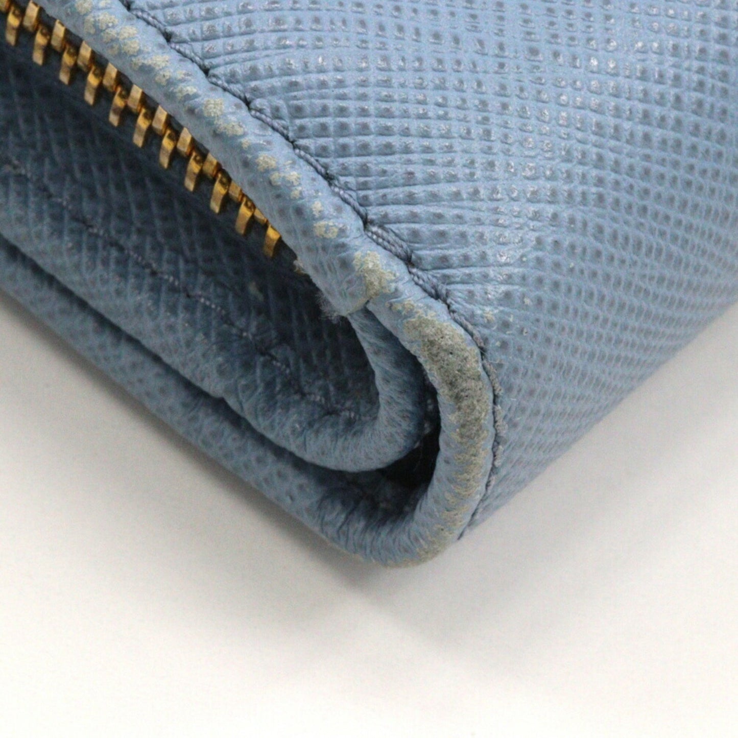 Prada Bi-Fold Wallet Saffiano Astrale Light Blue Snap Button