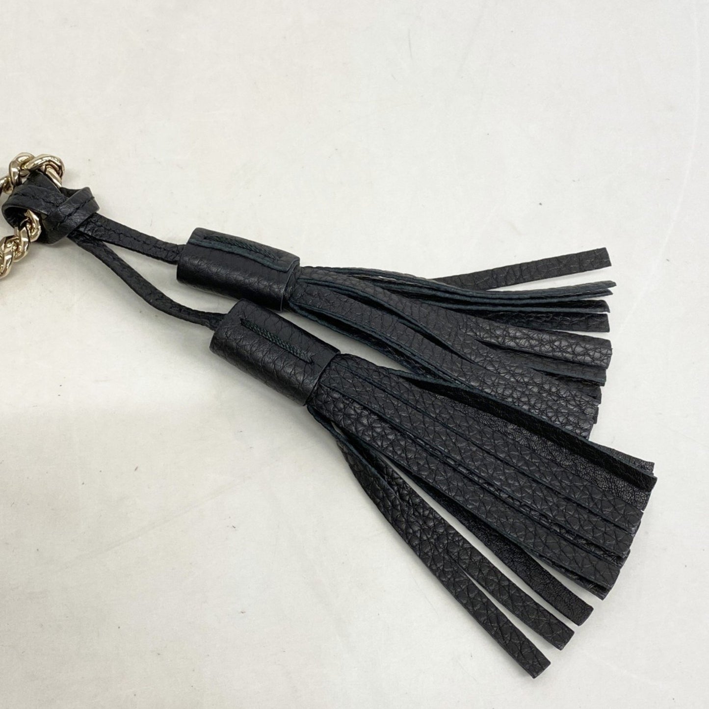 Gucci Bamboo Shoulder Bag 387611 Leather Black Champagne
