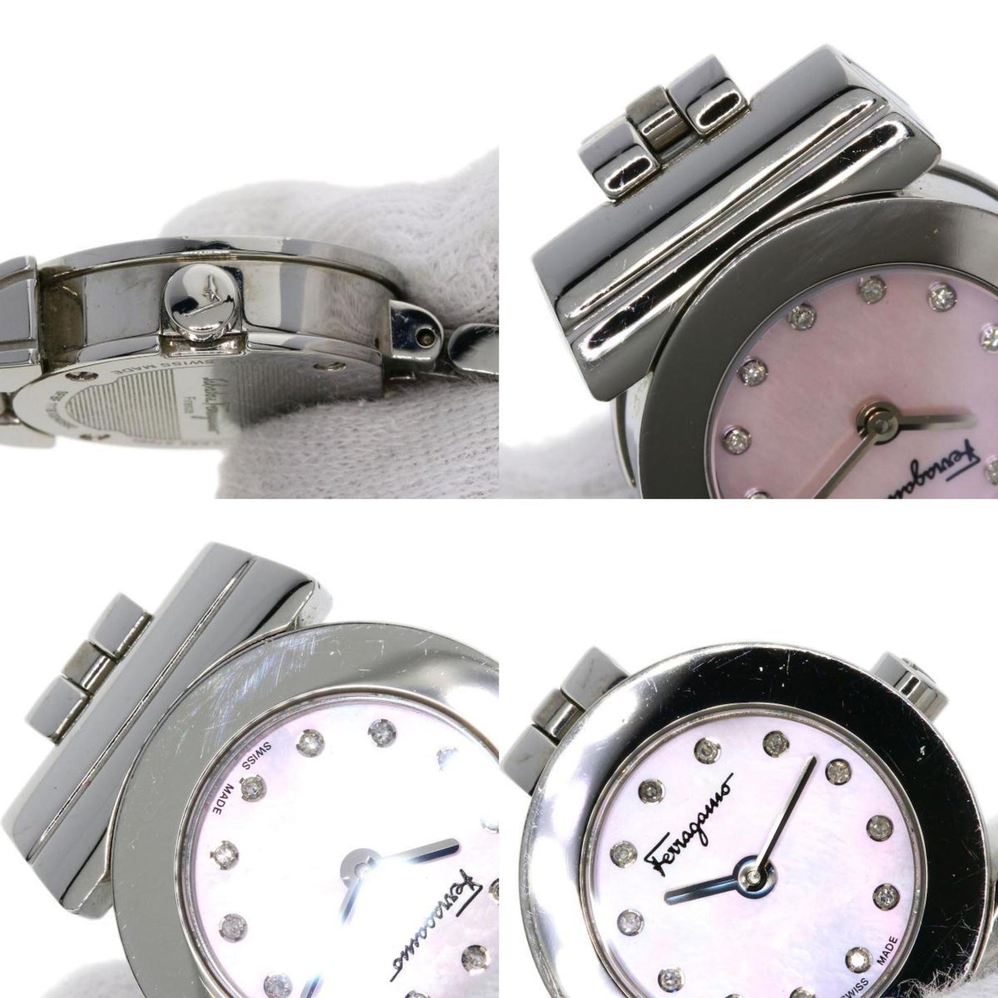 Salvatore Ferragamo Gancini 12P Diamond Watch Stainless Steel Ss