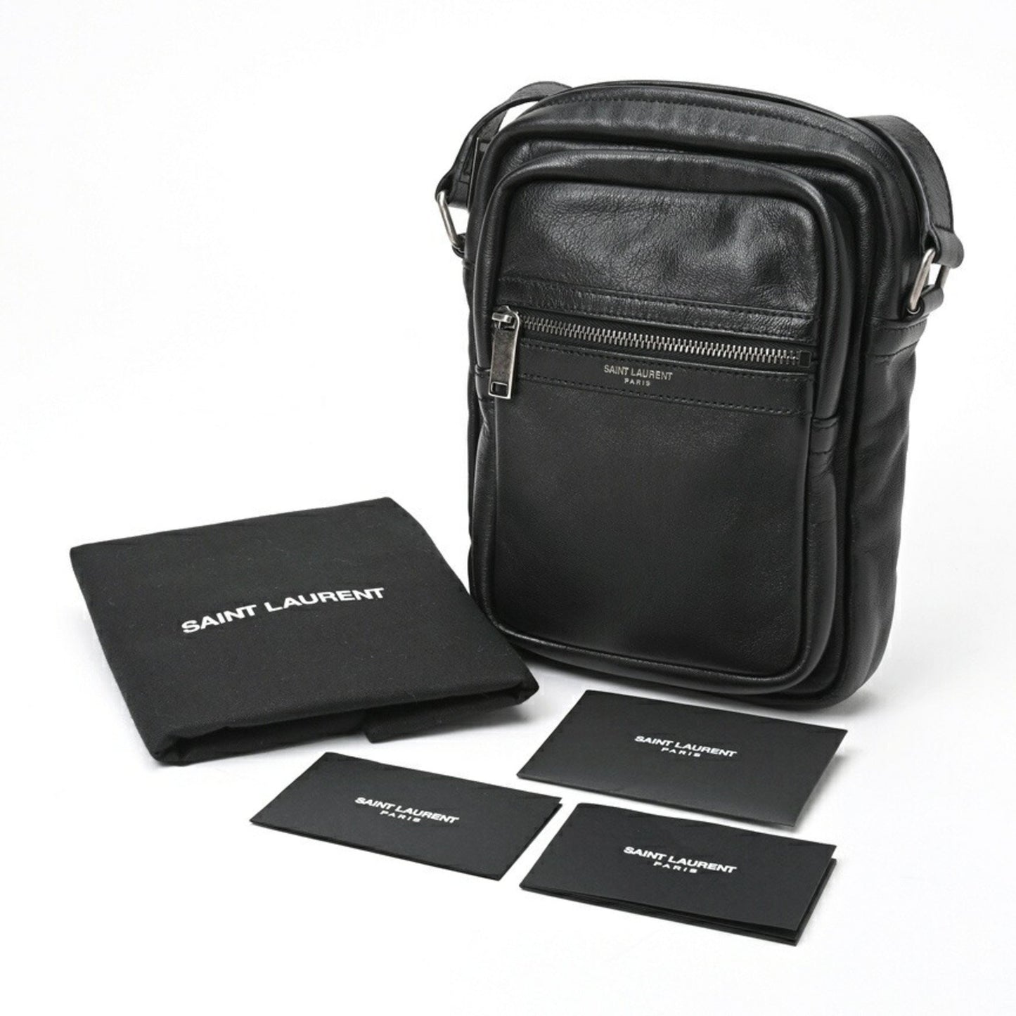 Saint Laurent Sid Crossbody Bag Shoulder 581700 Leather Black E-157142