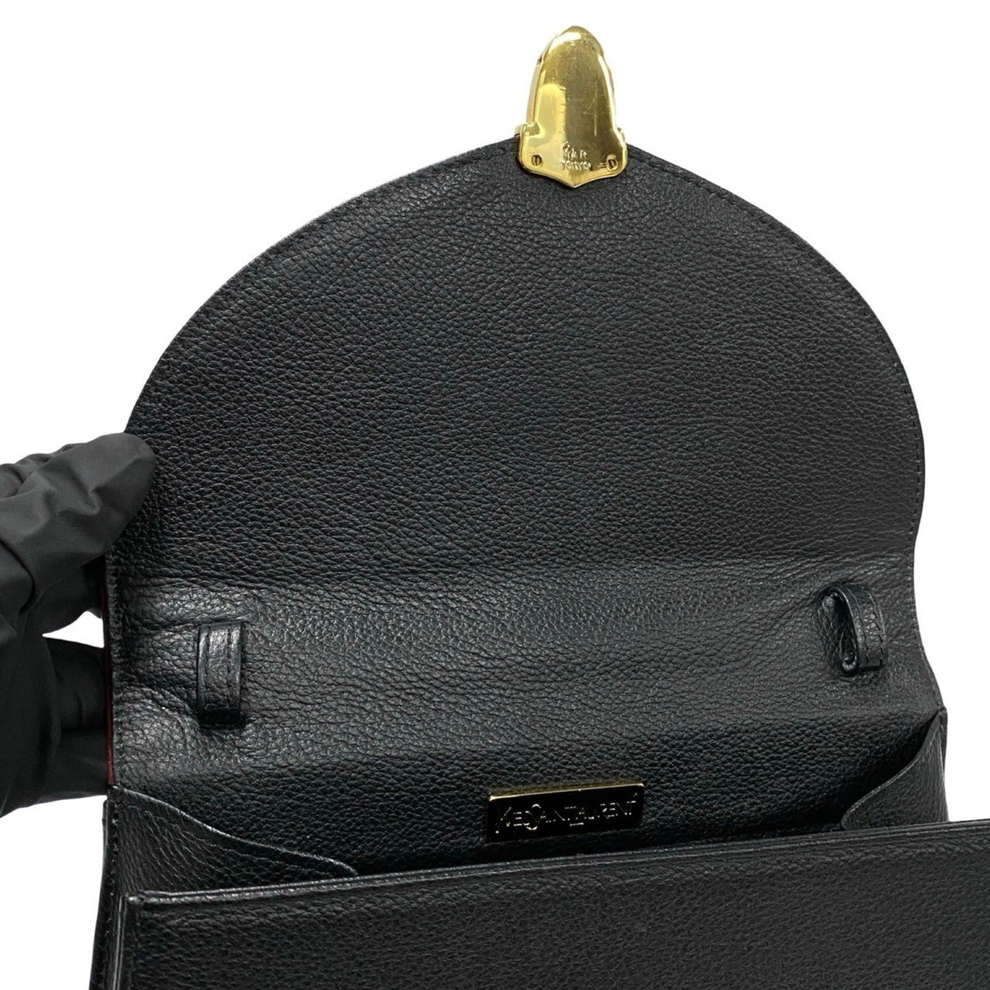 Yves Saint Laurent Ysl Cutout Perforated Leather 2-Way Handbag/Shoulder Bag