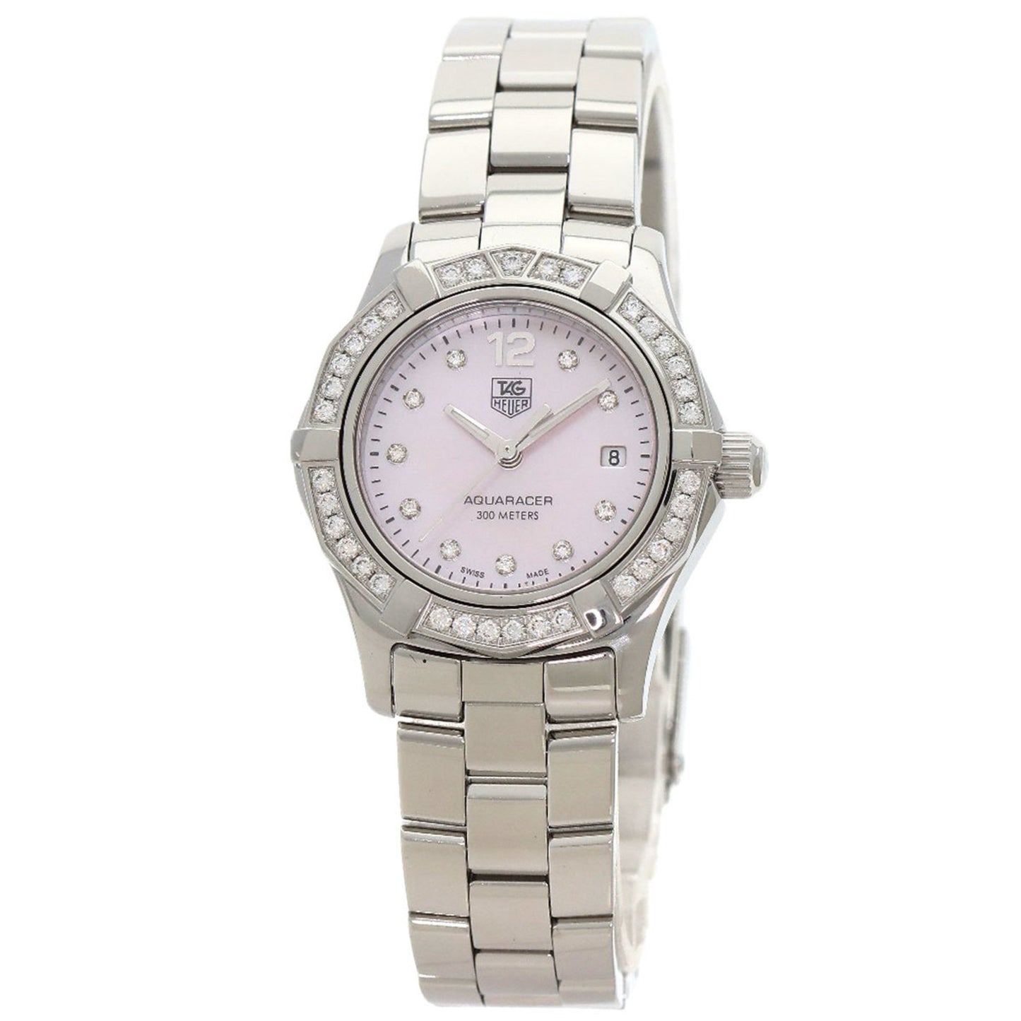 Tag Heuer Waf141B Aquaracer Bezel 10P Diamond Watch Stainless Steel Ss