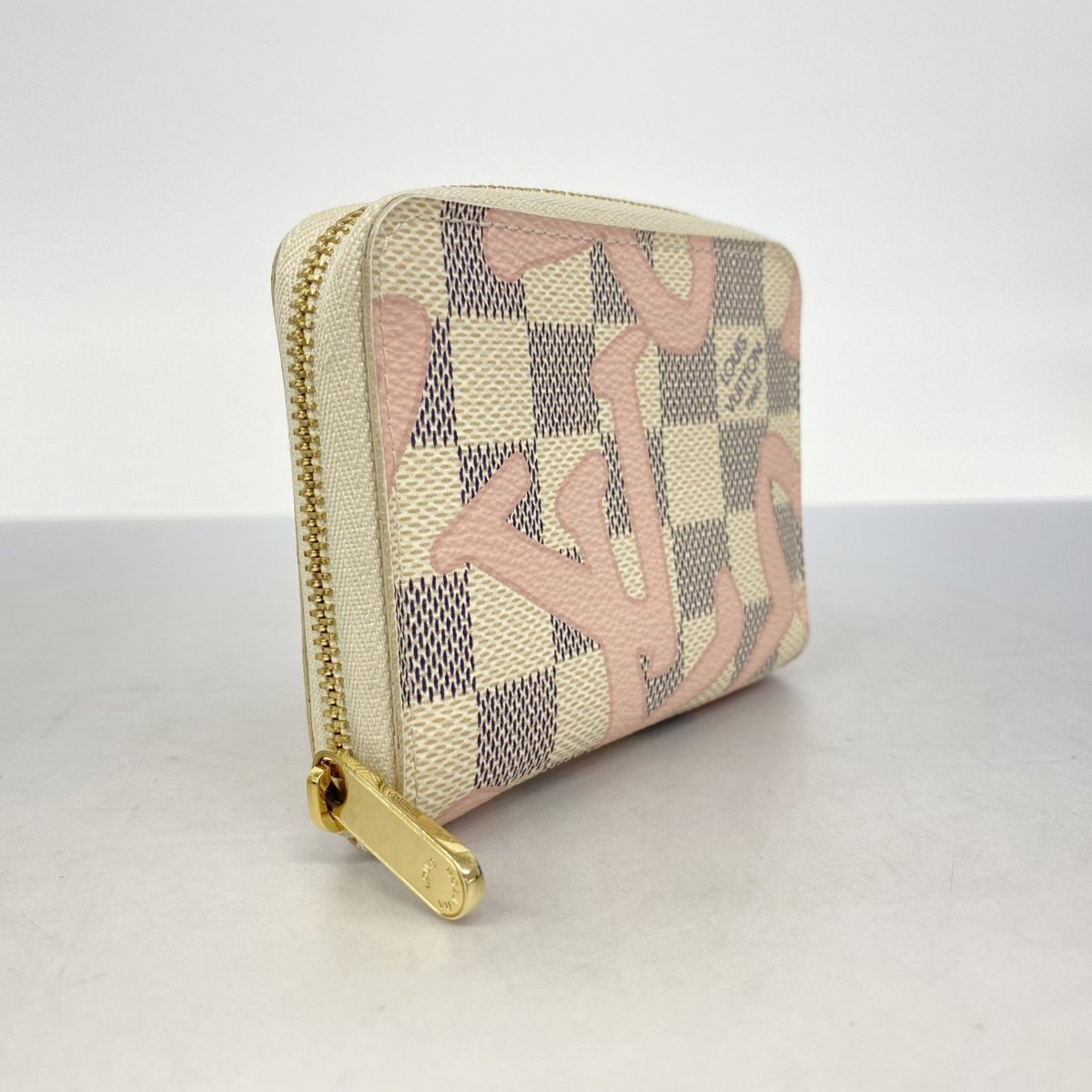Louis Vuitton Damier Azur Tahiti Zippy Coin Purse N60098 White/Pink