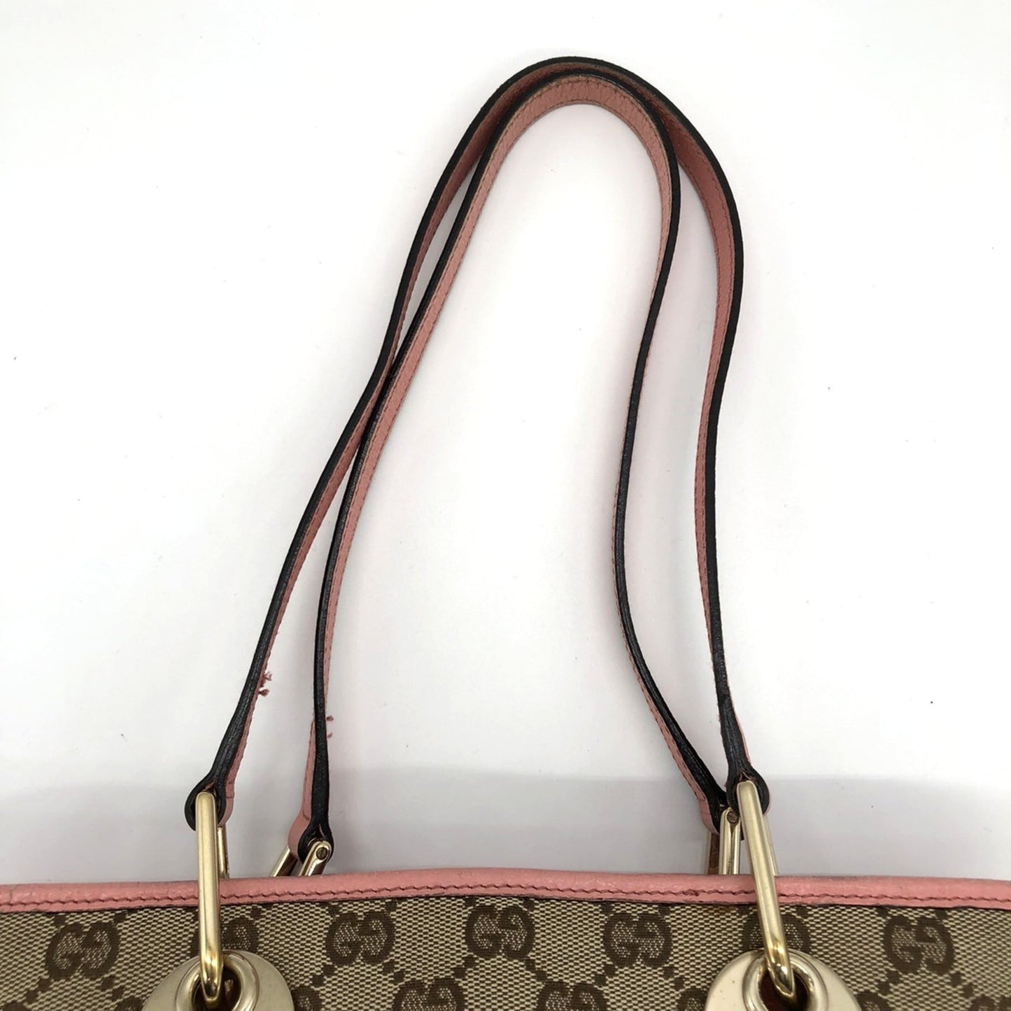Gucci 120840 Tote Bag Beige Pink Gg Canvas Leather