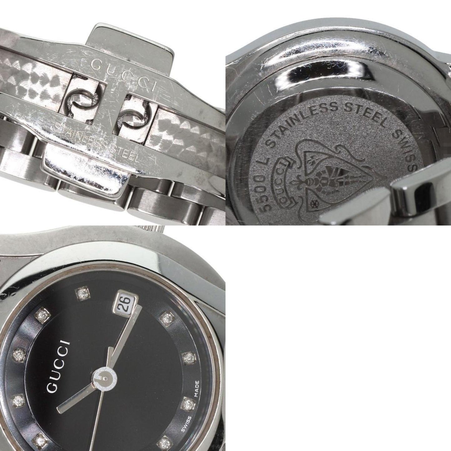 Gucci 5500L 11P Diamond Watch Stainless Steel Ss